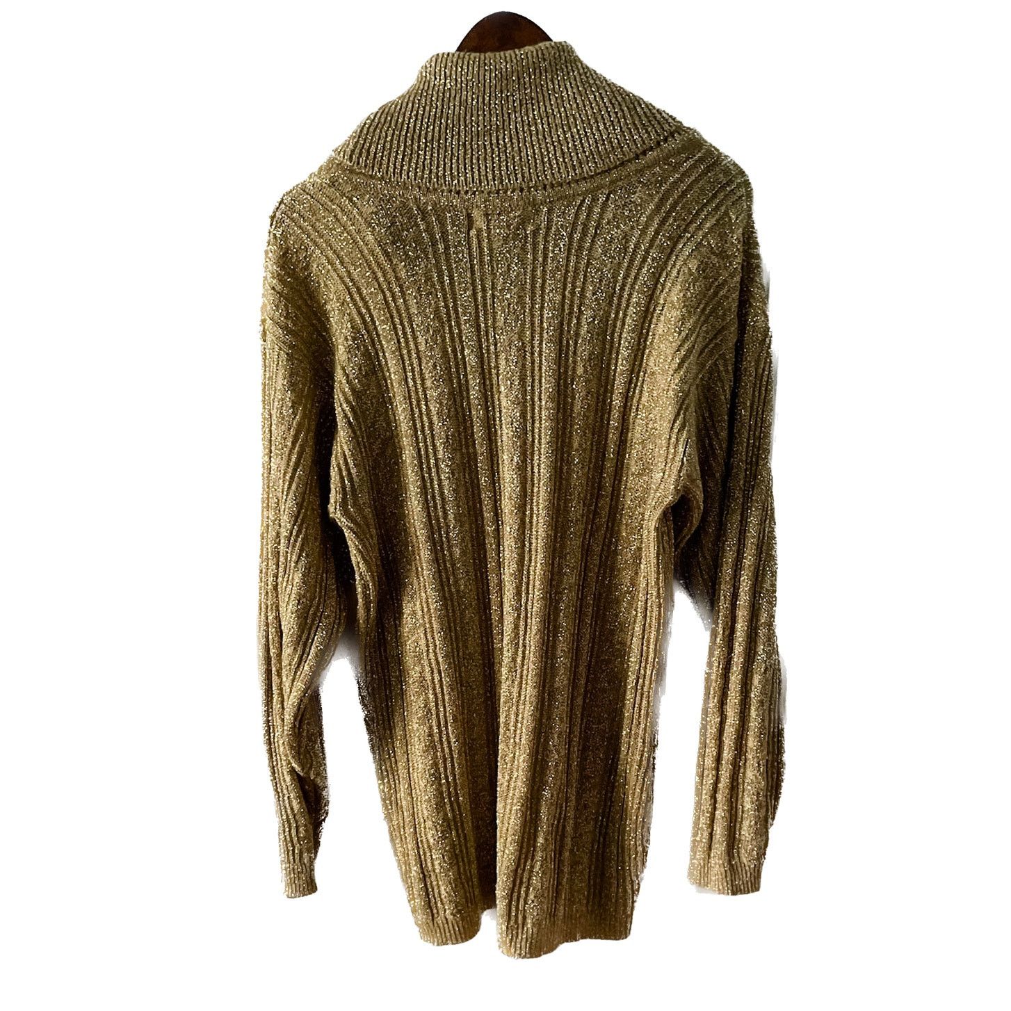 Vintage Vintage gold metallic sparkle ribbed knit turtleneck tunic M Size M / US 6-8 / IT 42-44 - 4 Thumbnail