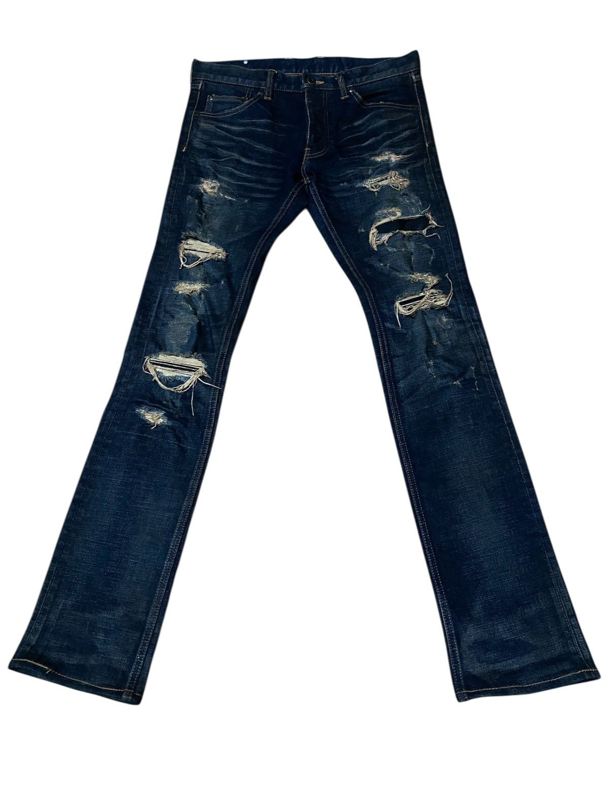 Isamu Katayama Backlash Isamu Katayama Damage Distressed Rugged Skinny Japan Denim Size US 32 / EU 48 - 1 Thumbnail