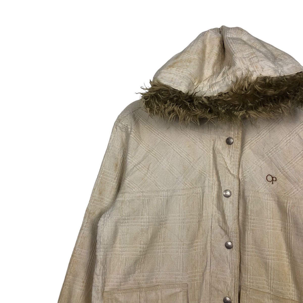 Japanese Brand 📌Vtg Corduroy Bomber Jacket Ocean Pacific Mink Fur Hoodie Size US L / EU 52-54 / 3 - 8 Thumbnail