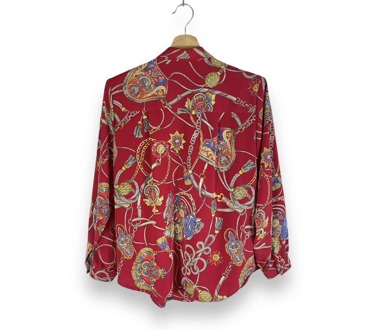 Designer × Japanese Brand × Vintage Vintage Japanese Baroque Novelty Chain Silk Shirt Size L / US 10 / IT 46 - 2 Thumbnail