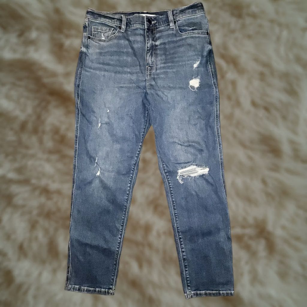 Vintage VINTAGE Eunina Rocky Super High Rise Boyfriend Jeans Women 11/30 Blue Distressed 90s Bohemian Preppy Mens Womens Size 32" / US 10 / IT 46 - 1 Thumbnail
