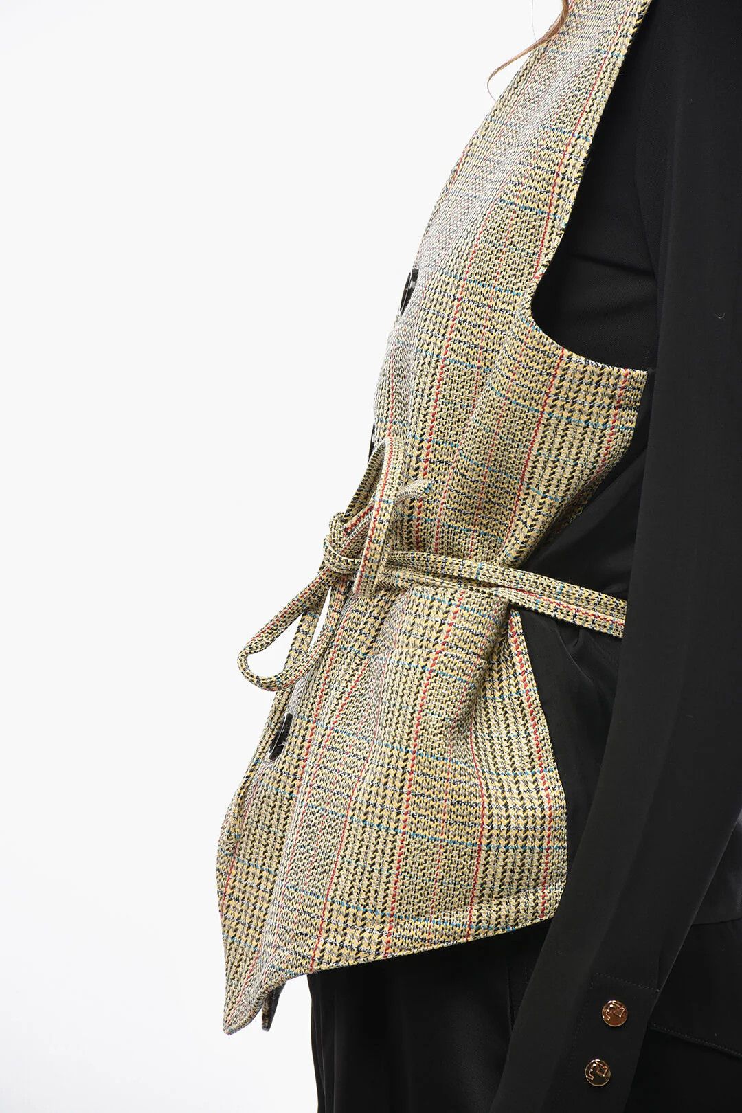 Bottega Veneta og1mm0426 District Check Wool Gilet Yellow Size XS / US 0-2 / IT 36-38 - 2 Thumbnail