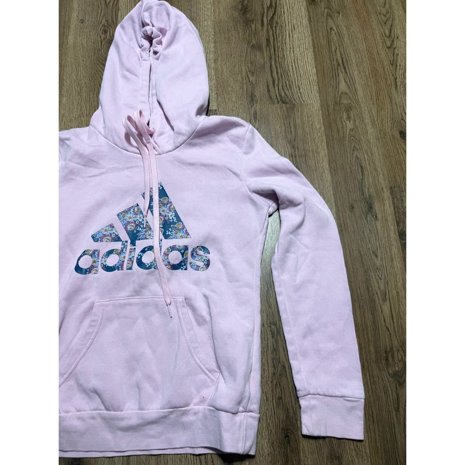 Adidas adidas Hoodie Women's Size XS Pink Floral Pullover Long Sleeve Drawstring Size XS / US 0-2 / IT 36-38 - 3 Thumbnail
