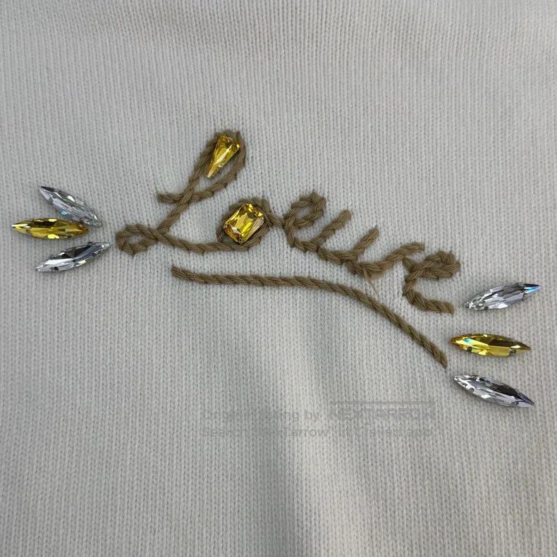 Loewe Loewe Beige heavy crystal embroidered logo wool sweater Size XS / US 0-2 / IT 36-38 - 7 Thumbnail