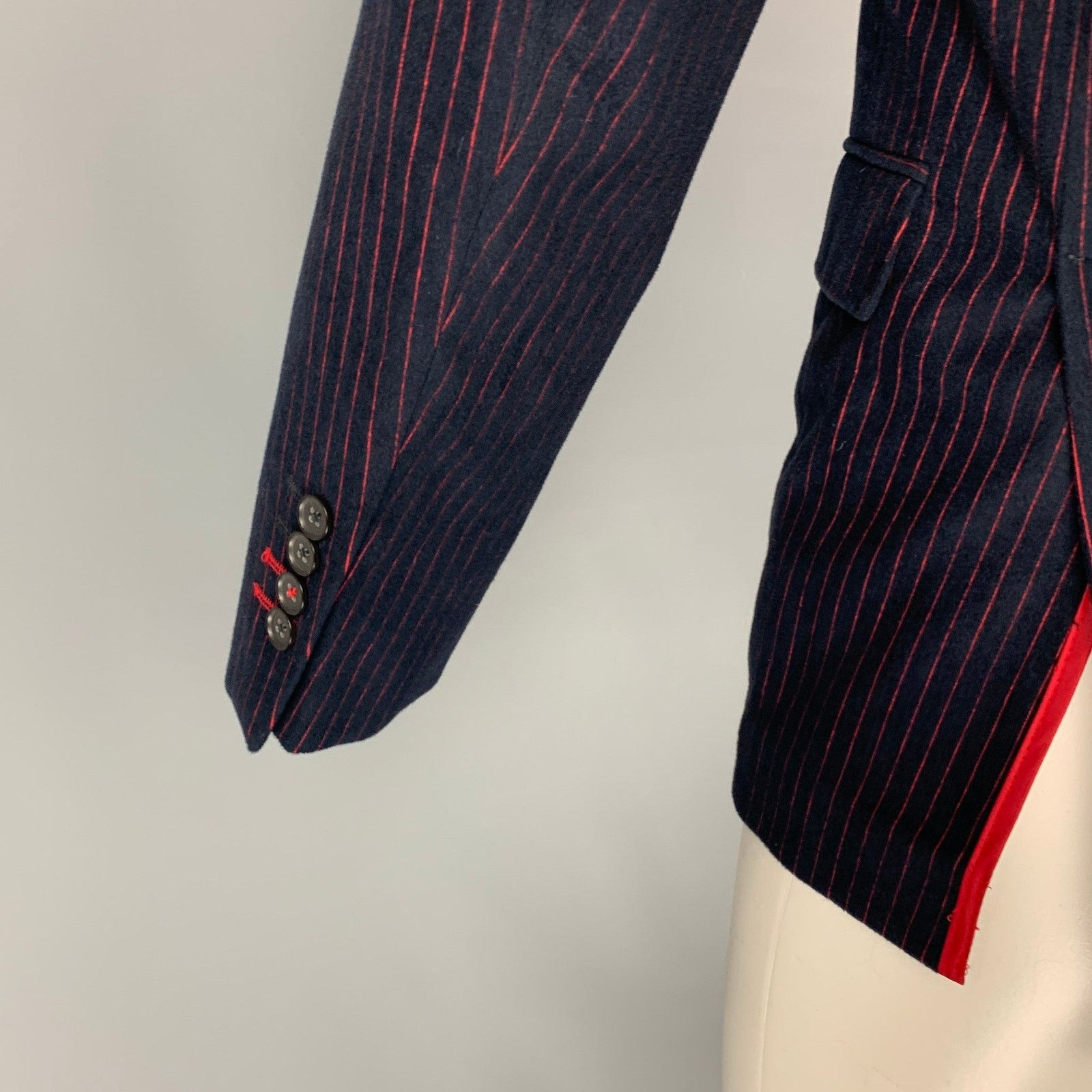 Brooks Brothers BROOKS BROTHERS Size 36 Navy Red Pinstripe Cotton Sport Coat Size 36R - 4 Thumbnail
