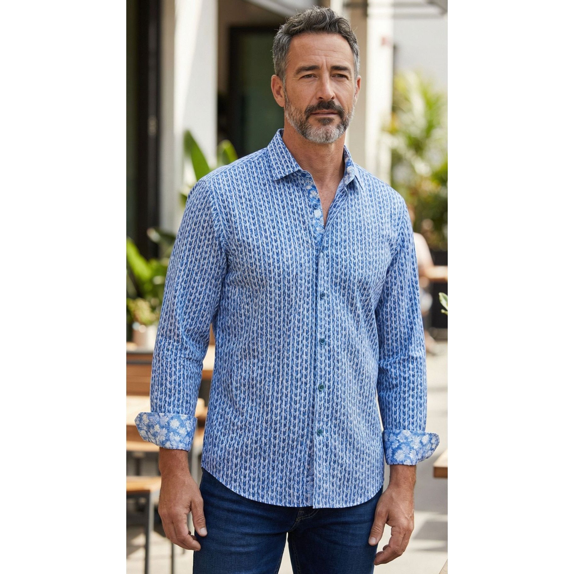 Robert Graham Robert Graham Tulsa Geo Blue White Long Sleeve Button Down S Size US S / EU 44-46 / 1 - 1 Thumbnail
