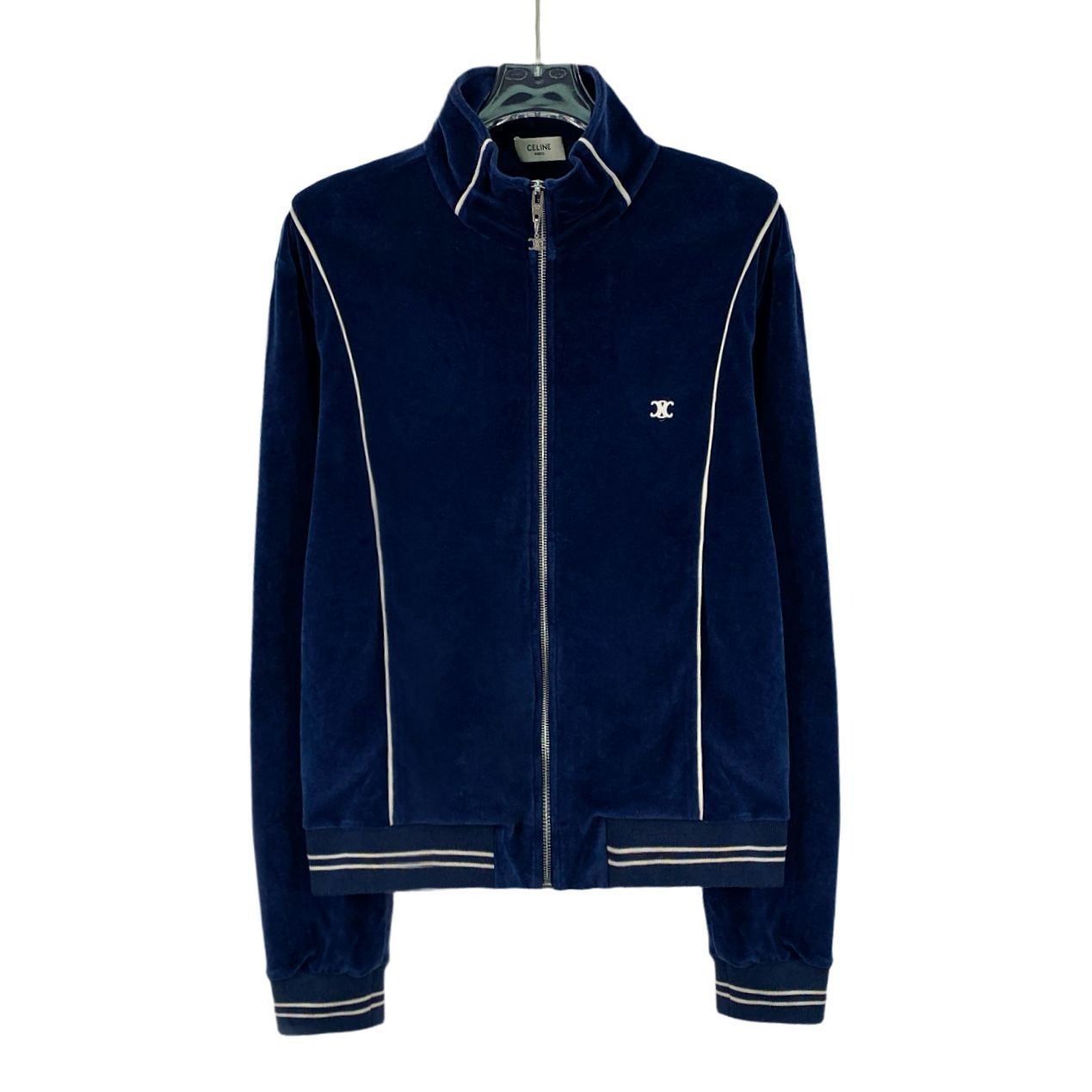 Celine Celine Paris Deep Blue Cotton Blend Zip-Up Jacket XS With Ar Size XS / US 0-2 / IT 36-38 - 1 Thumbnail