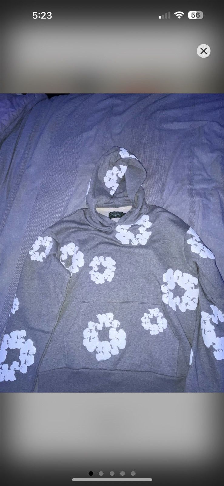 image of Grey Denim Tears Wreath Hoodie, Men's (Size XL)