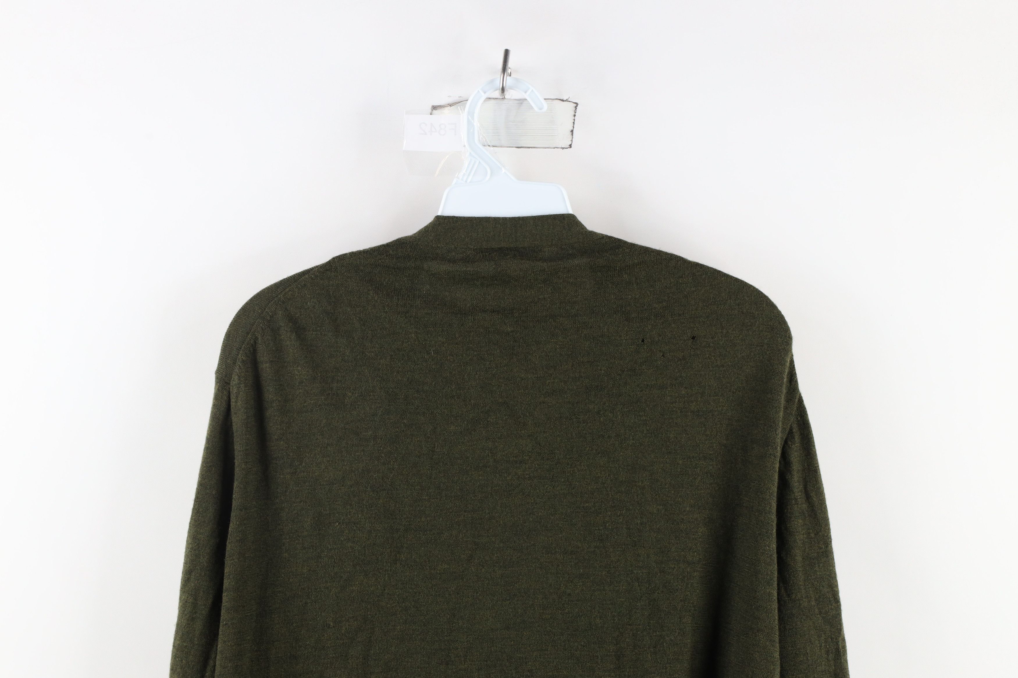 J.Crew × Vintage J Crew Blank Merino Wool Knit Cardigan Sweater Green Size XL / US 12-14 / IT 48-50 - 15 Thumbnail
