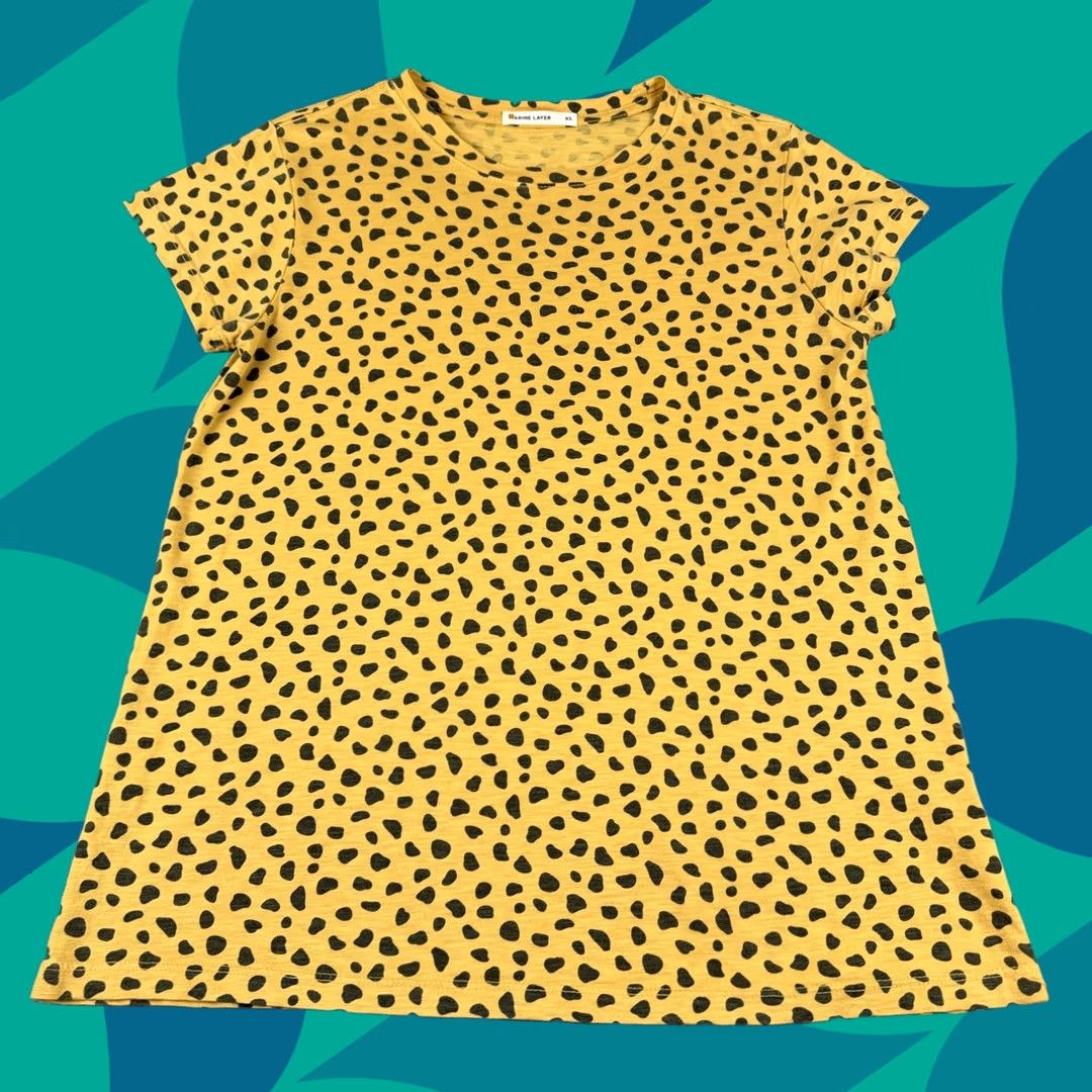 Marine Layer Marine Layer Animal Print T-Shirt Womens XS Multicolor Crew Neck Short Sleeve Cotton Modal (Gold) Regular Fit Size XS / US 0-2 / IT 36-38 - 1 Thumbnail