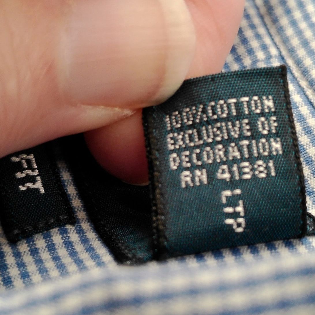 Ralph Lauren Ralph Lauren Custom Fit Blue Micro Checked Button Down Shirt Size US XL / EU 56 / 4 - 6 Thumbnail