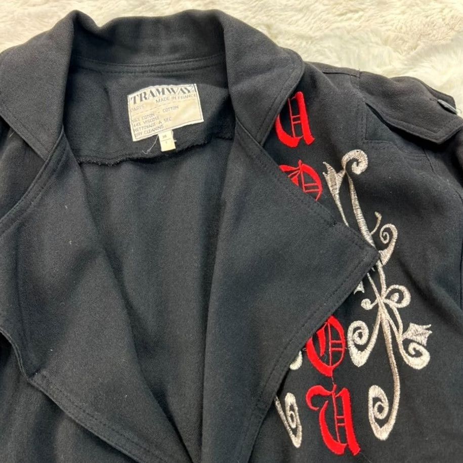 Tramway, Iridescent Evening Set w/ Skirt & Jacket 1980s  Tramway Jacket Womens Size 36 Black Embroidered Cropped Made in France
