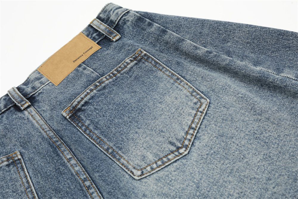 American retro washed men's distressed punk denim shorts
