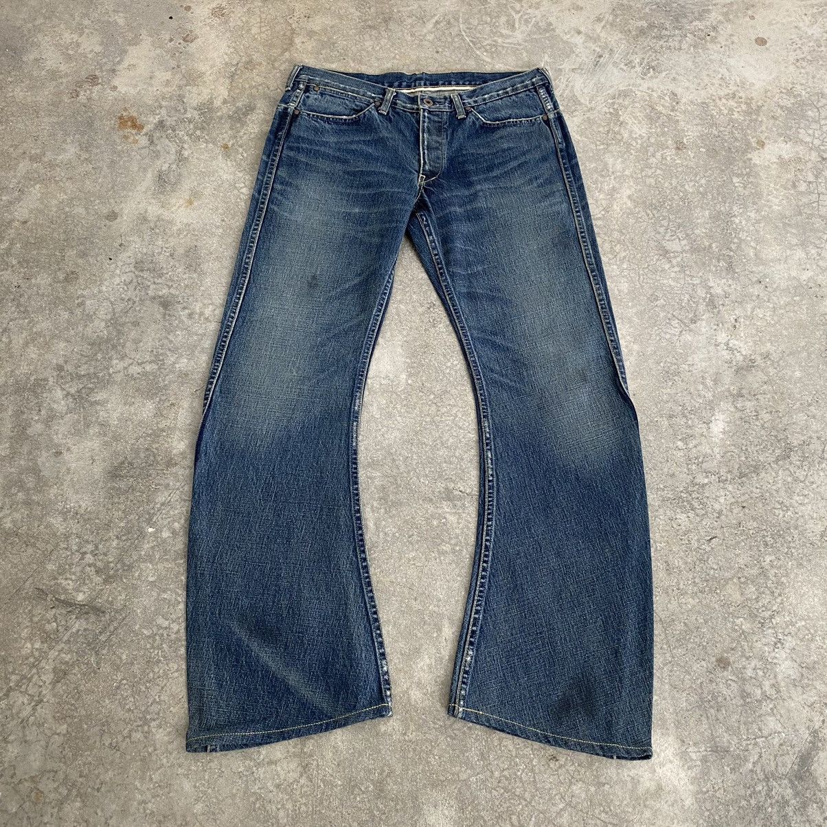 wjk 2000’s Jun Hashimoto WJK J Cut Curved Leg Flared Jeans Size US 32 / EU 48 - 1 Thumbnail