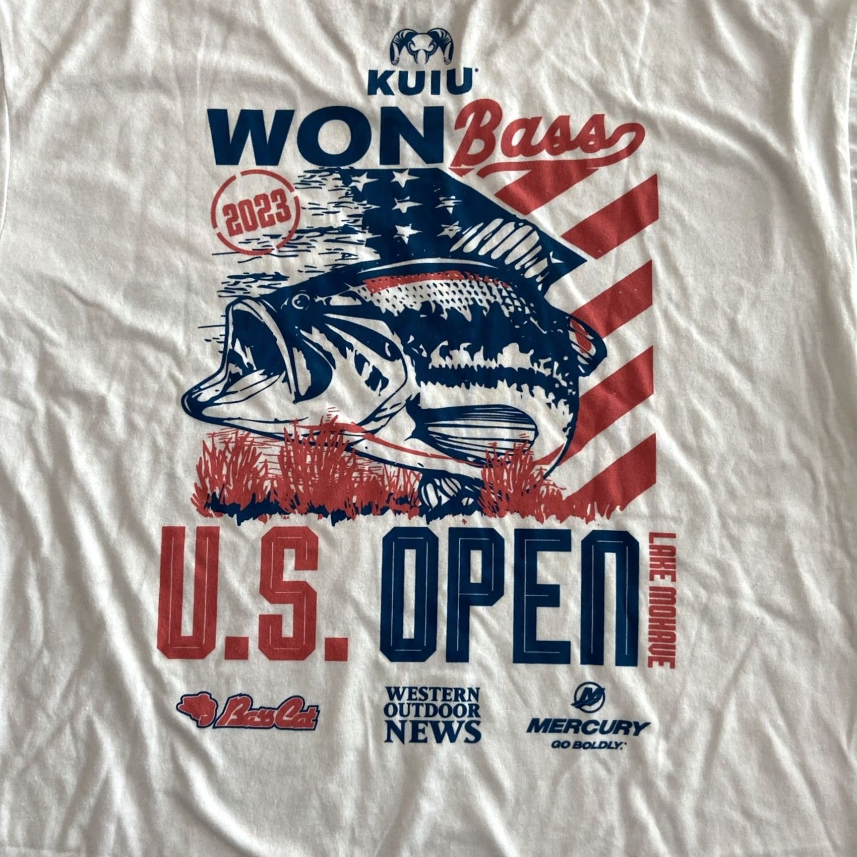 Logo 7 KUIU Shirt Mens Large White Ram Logo Stars Graphic US Bass Open Hunting Crew Tee Size US L / EU 52-54 / 3 - 7 Thumbnail