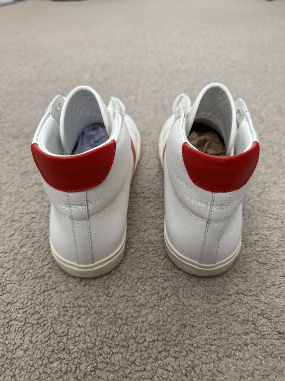 Celine Celine TR 01 Triomphe White & Red Mid Top Sneakers Size US 7 / EU 40 - 5 Thumbnail