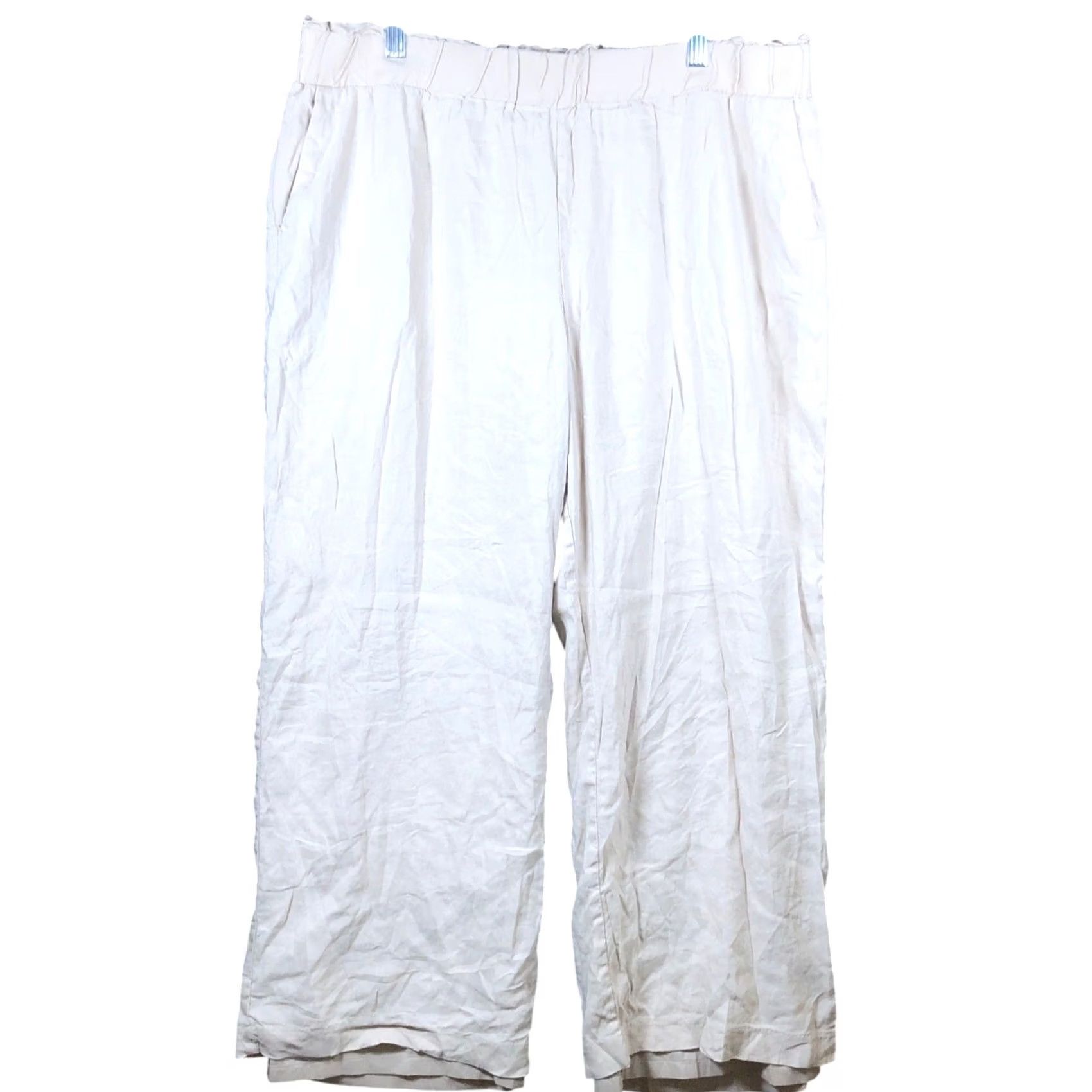 Calvin Klein Calvin Klein Women Pants Tan Pull On High Rise Lined Paperbag Linen Blend XL Size 40" / US 18 - 2 Thumbnail
