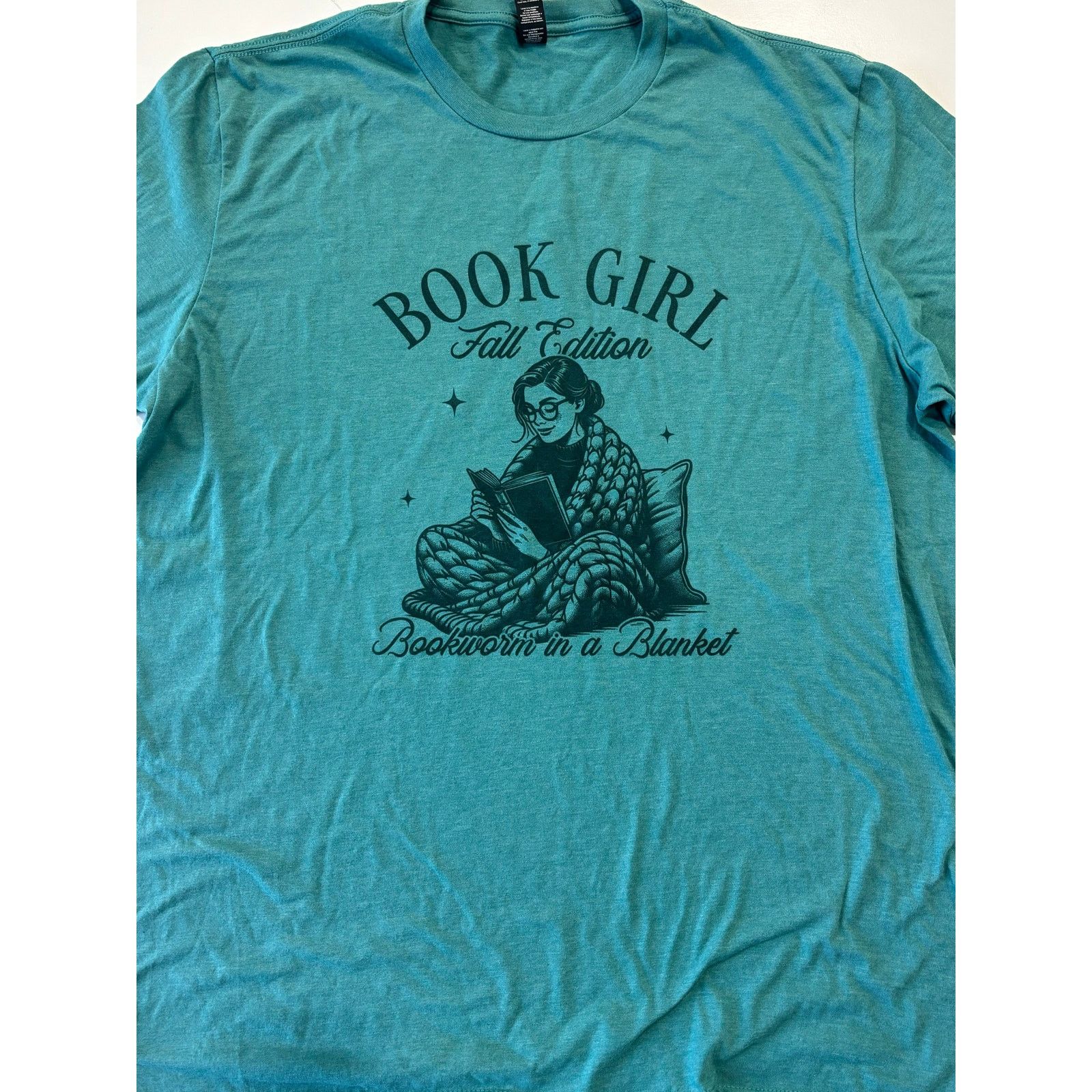 Other Book Girl Graphic T-Shirt - Robins Egg Blue Unisex Size XL / US 12-14 / IT 48-50 - 2 Thumbnail