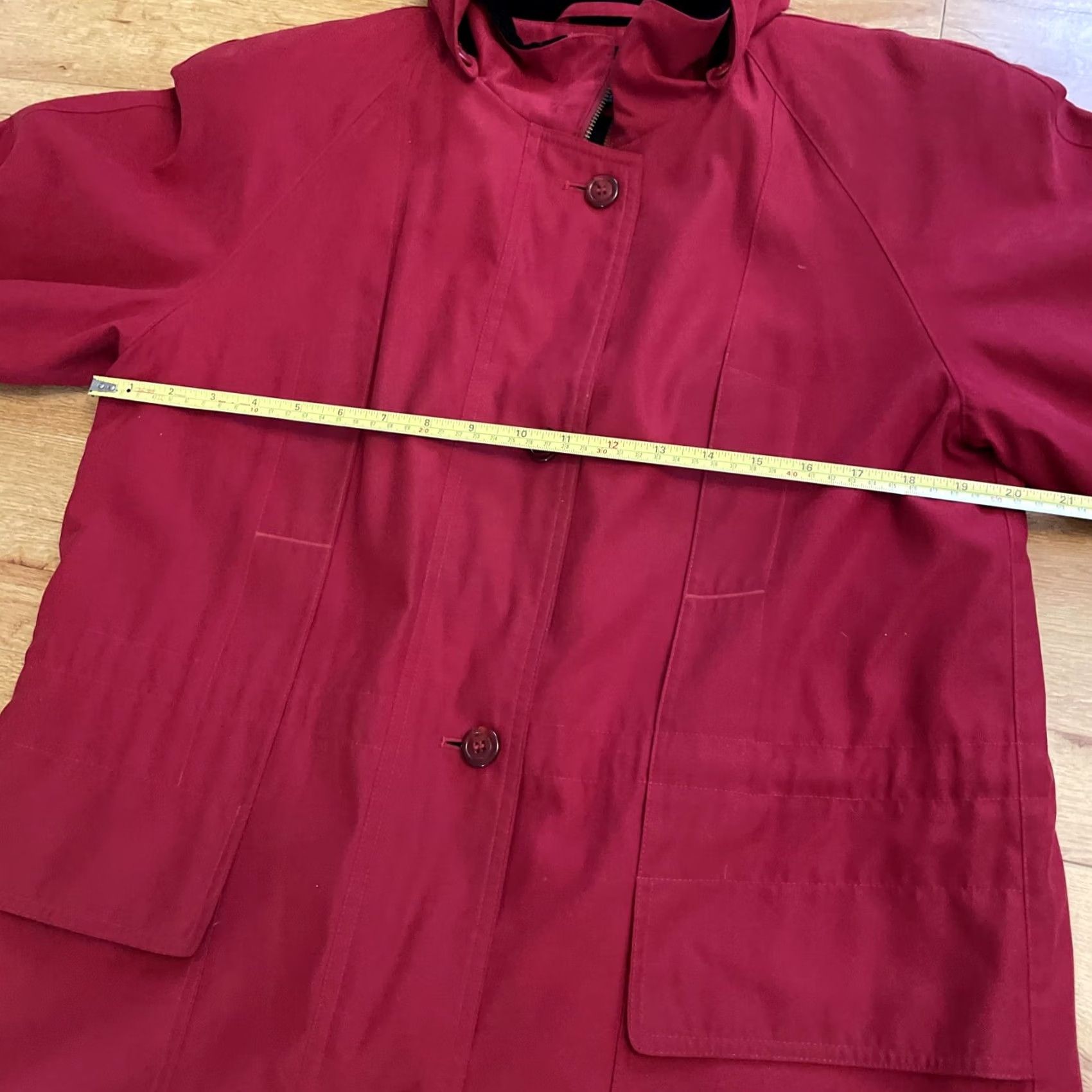 Vintage VTG Gallery Jacket Womens Small Deep Red Hooded Zip/Button up Liner Pockets Warm Jacket Size S / US 4 / IT 40 - 4 Thumbnail