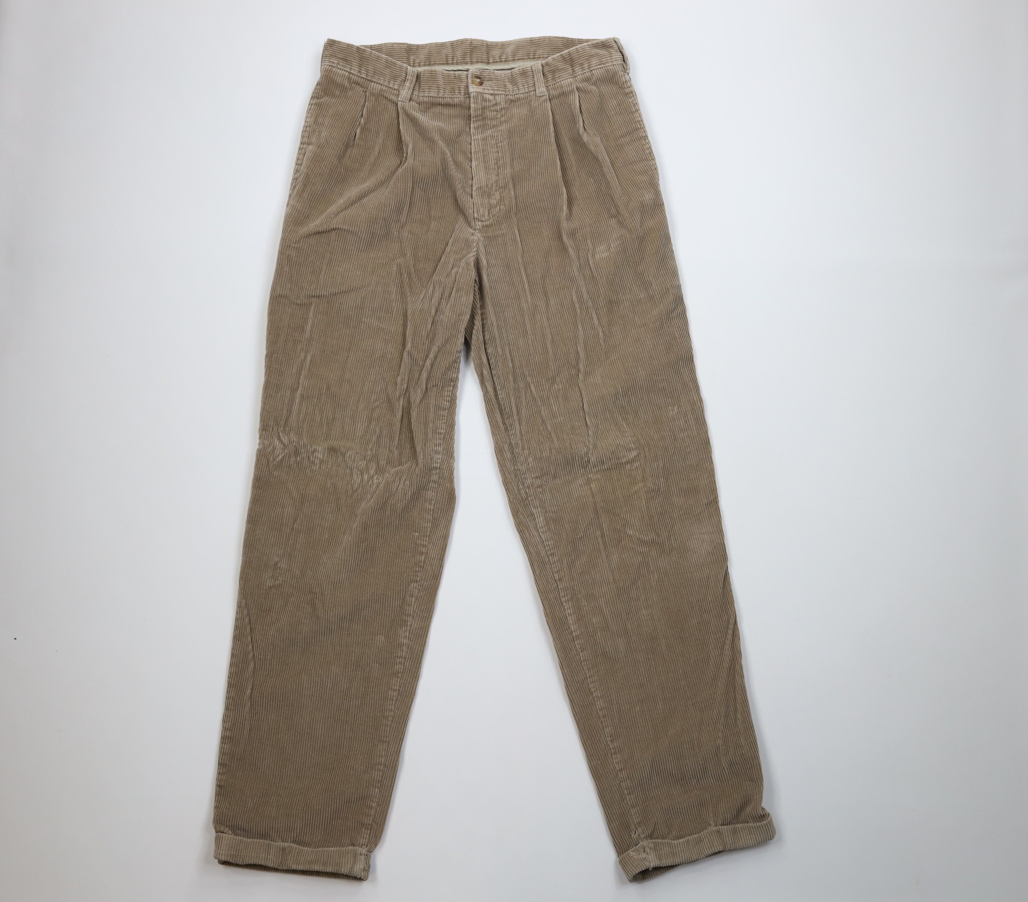 Vintage Vintage 90s Y2K Streetwear Pleated Corduroy Chino Pants Size US 34 / EU 50 - 1 Thumbnail
