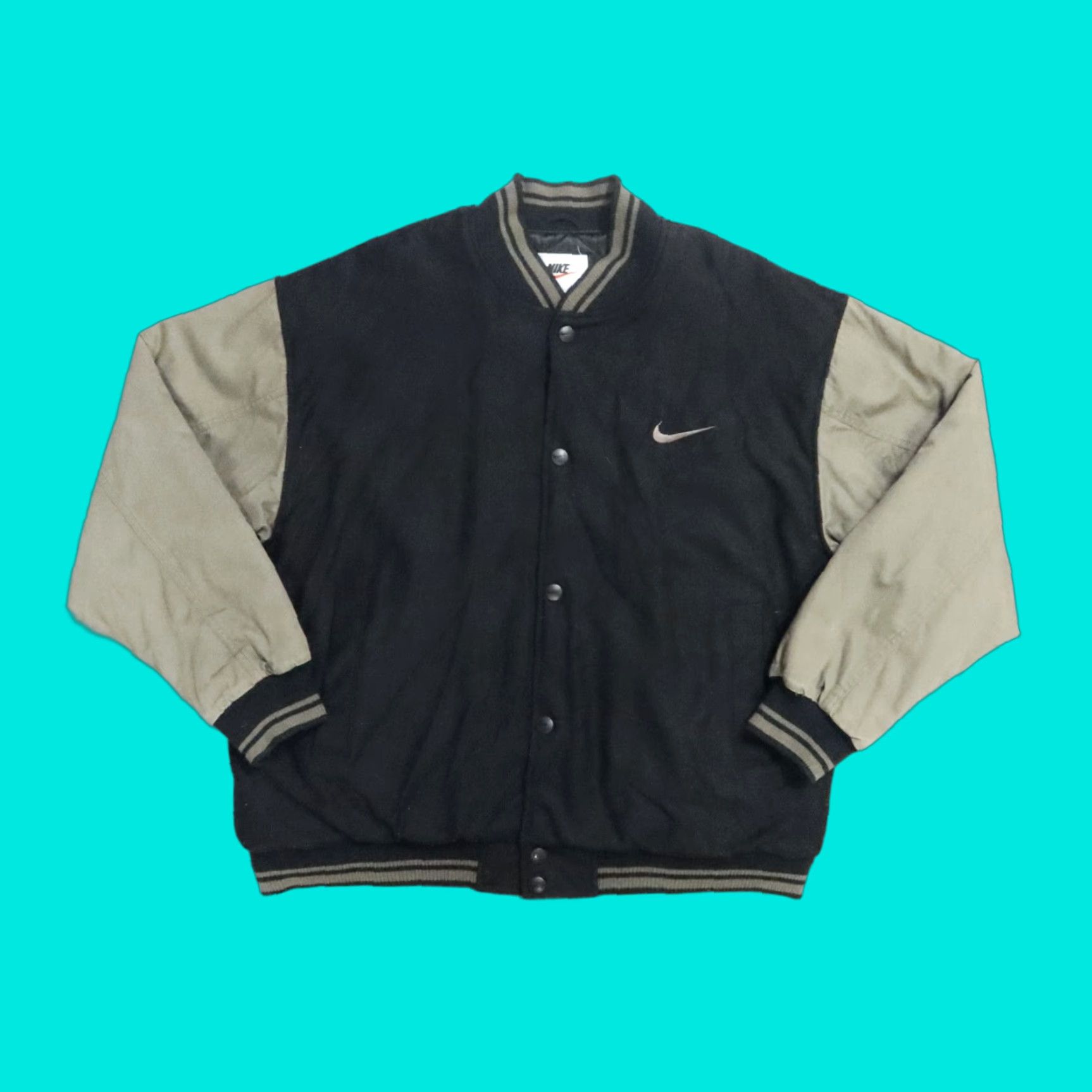 Nike VINTAGE Nike Swoosh Bomber Jacket 2XL Men Black 90s Size US XXL / EU 58 / 5 - 1 Thumbnail