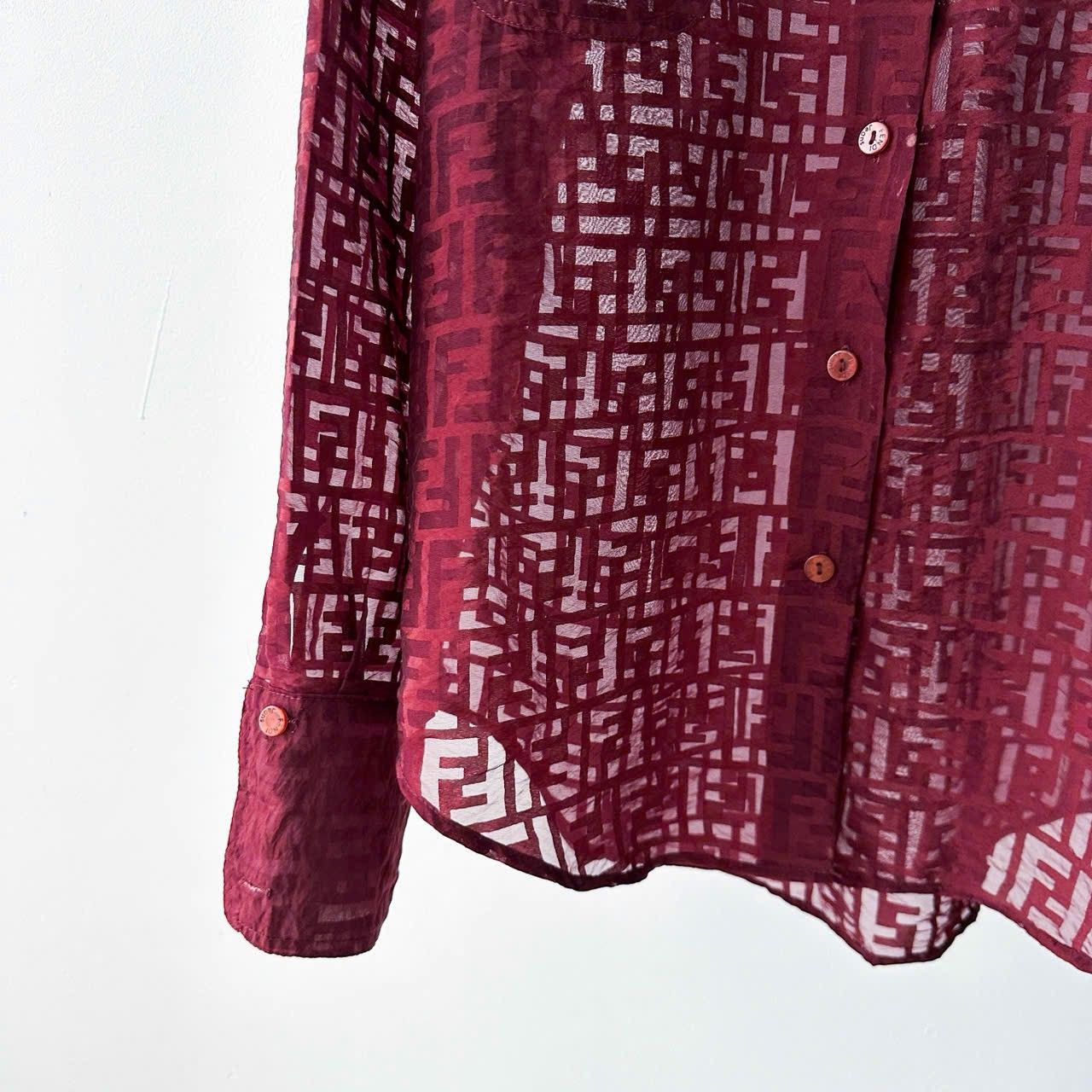 Fendi 1980s Fendi Zucca See Throught Blouse Size L / US 10 / IT 46 - 6 Thumbnail