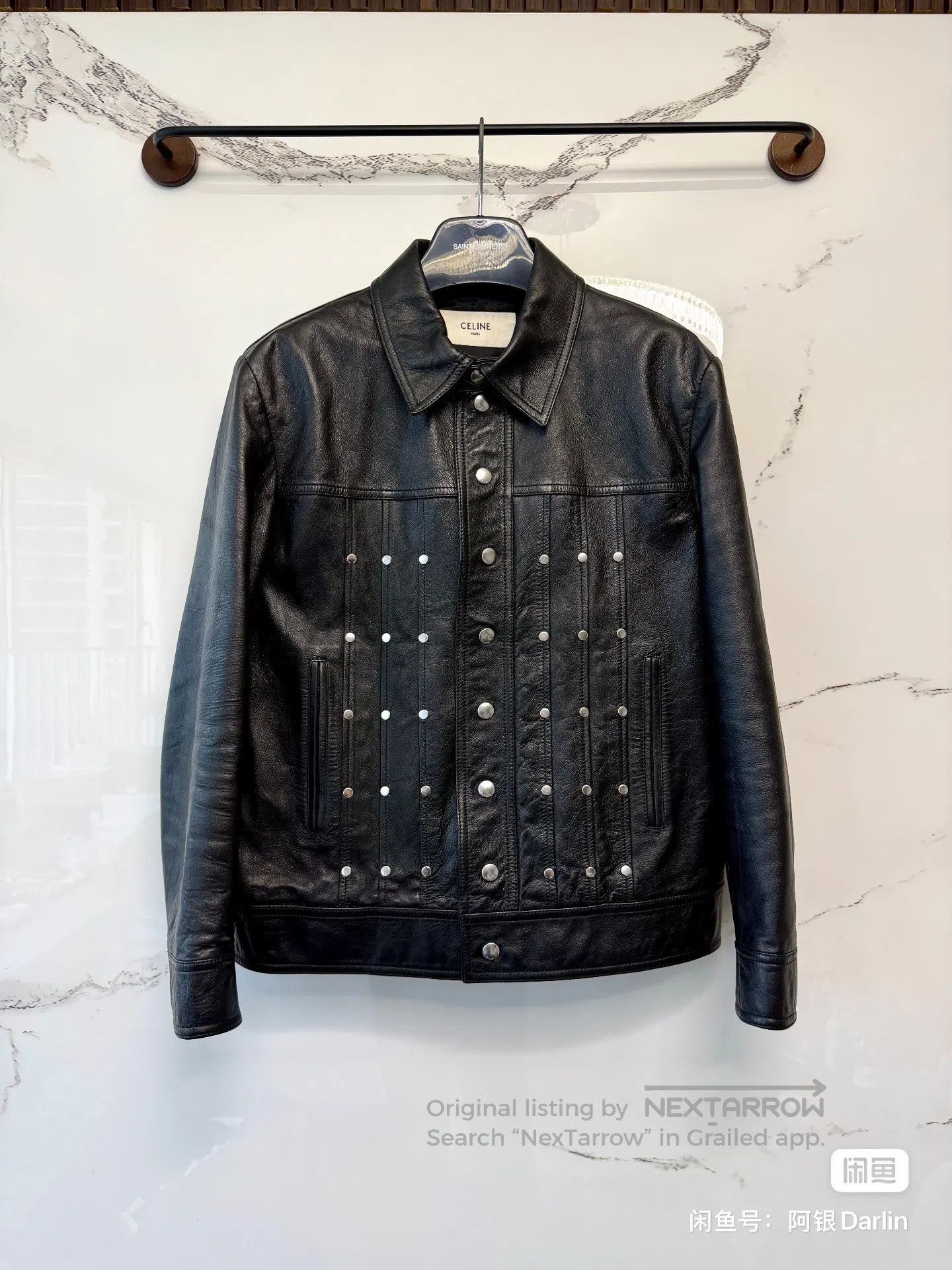 Celine CELINE Black Rivet Leather Jacket| Size US L / EU 52-54 / 3 - 1 Thumbnail