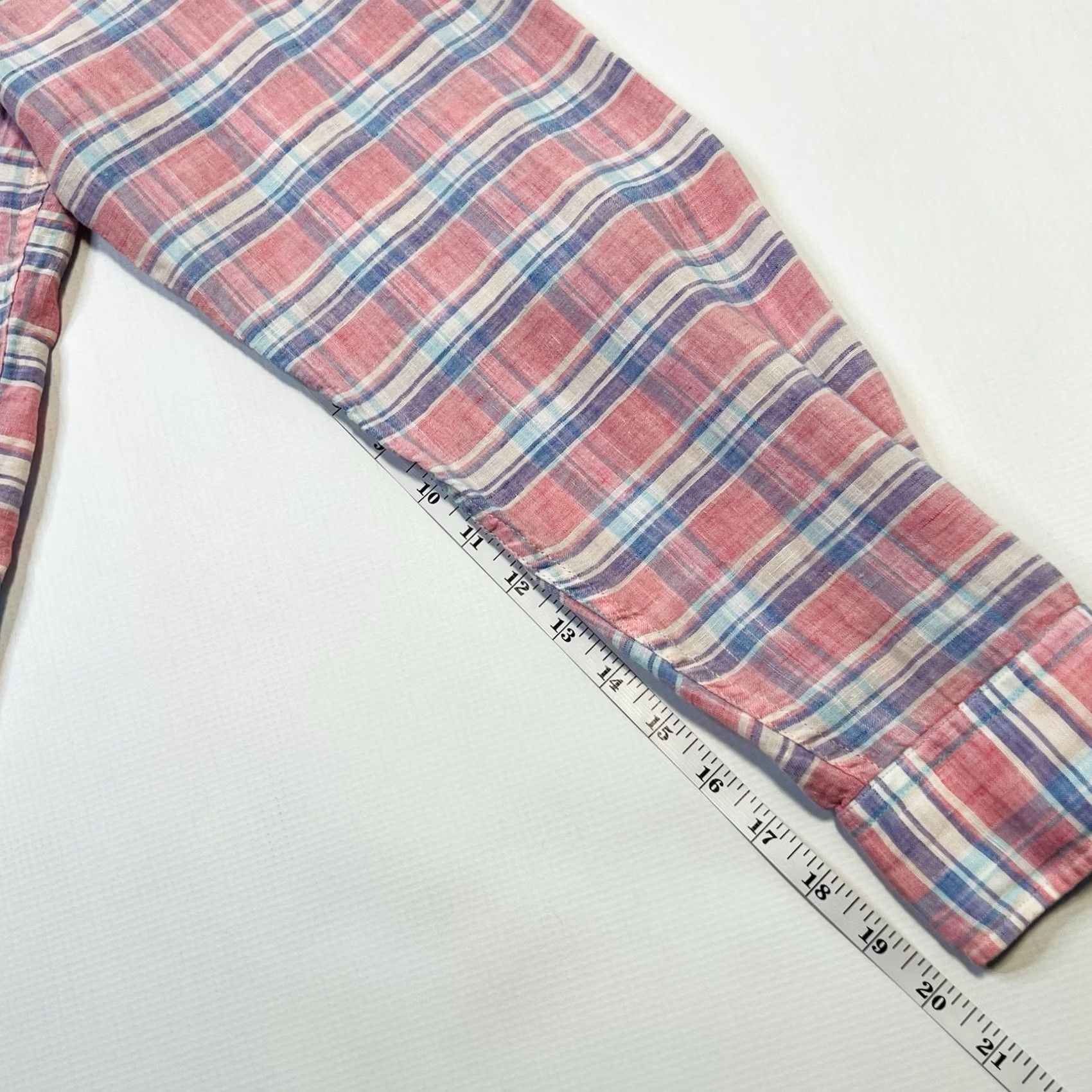 Faherty Faherty Cloud Shirt Mens Large Rose Buffalo Check Blue Pink Plaid Button-Up Size US L / EU 52-54 / 3 - 7 Thumbnail