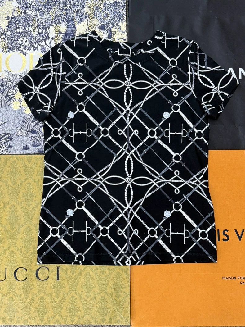 Hermes Hermes Black Chain Print Short-Sleeve T-Shirt - dmc Size US M / EU 48-50 / 2 - 1 Thumbnail