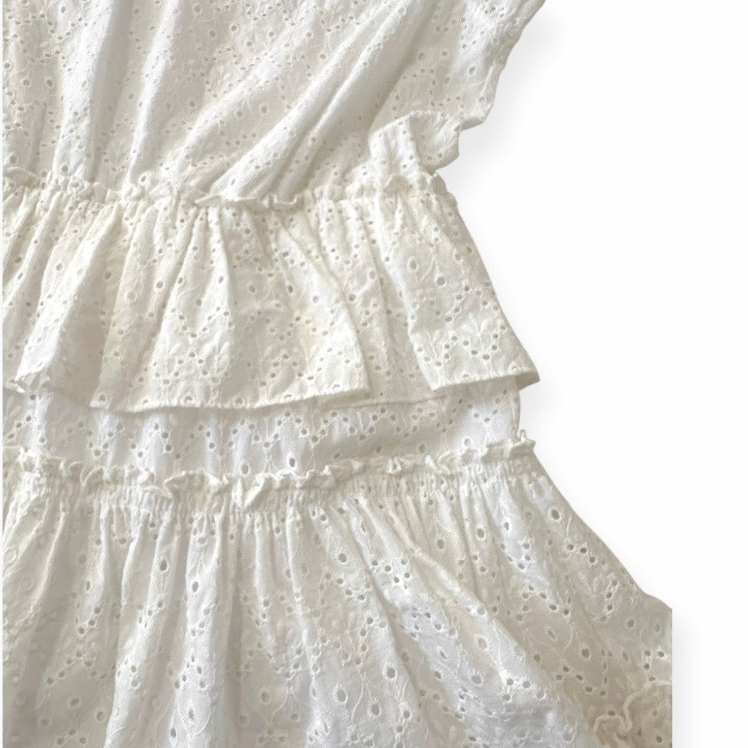 MISA Los Angeles MISA LOS ANGELES Iliana Tiered Eyelet Mini Dress , Size L, W Size L / US 10 / IT 46 - 9 Thumbnail