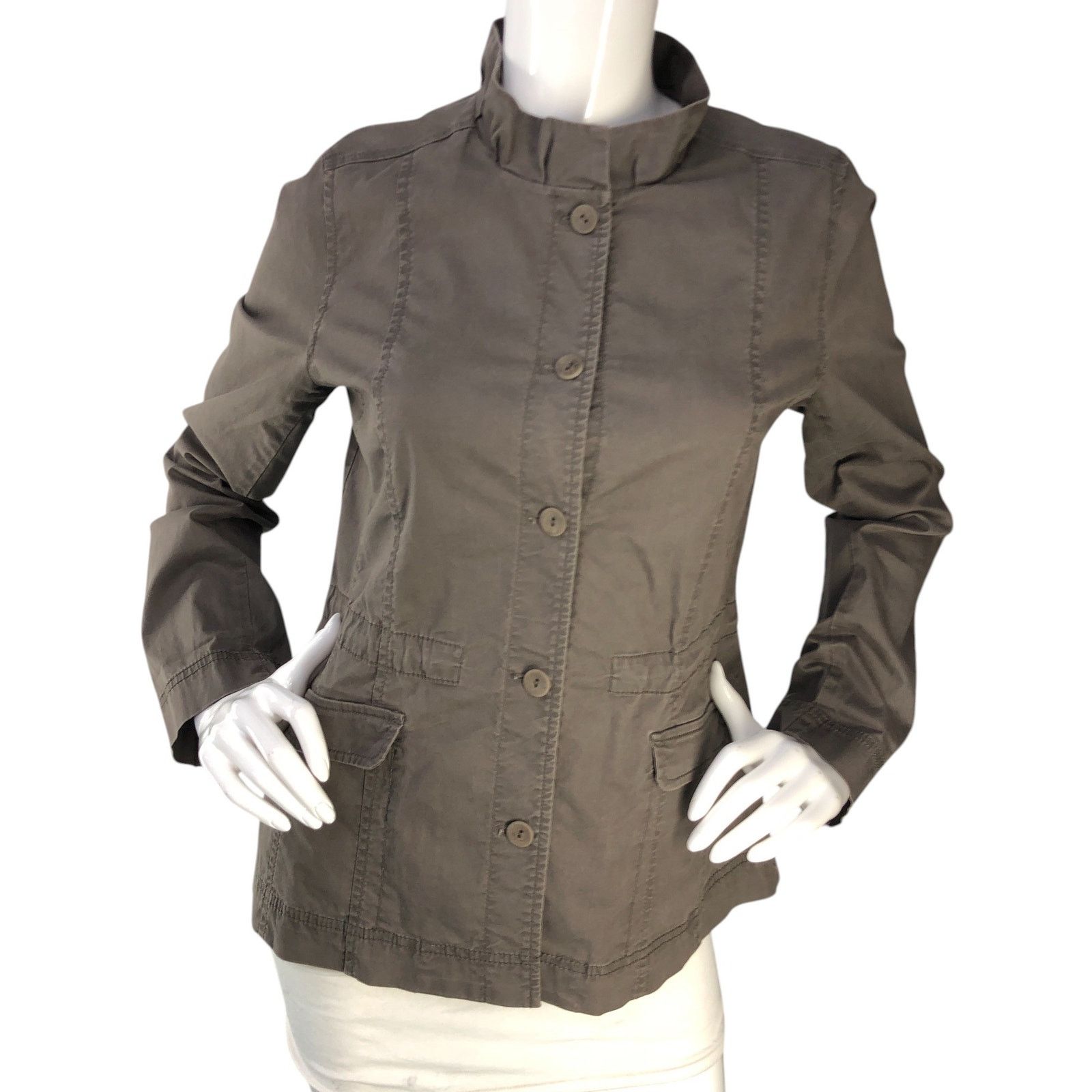 Eileen Fisher Eileen Fisher Size S Shacket Ruffle Collar Utility TINY FLAW Size S / US 4 / IT 40 - 11 Thumbnail