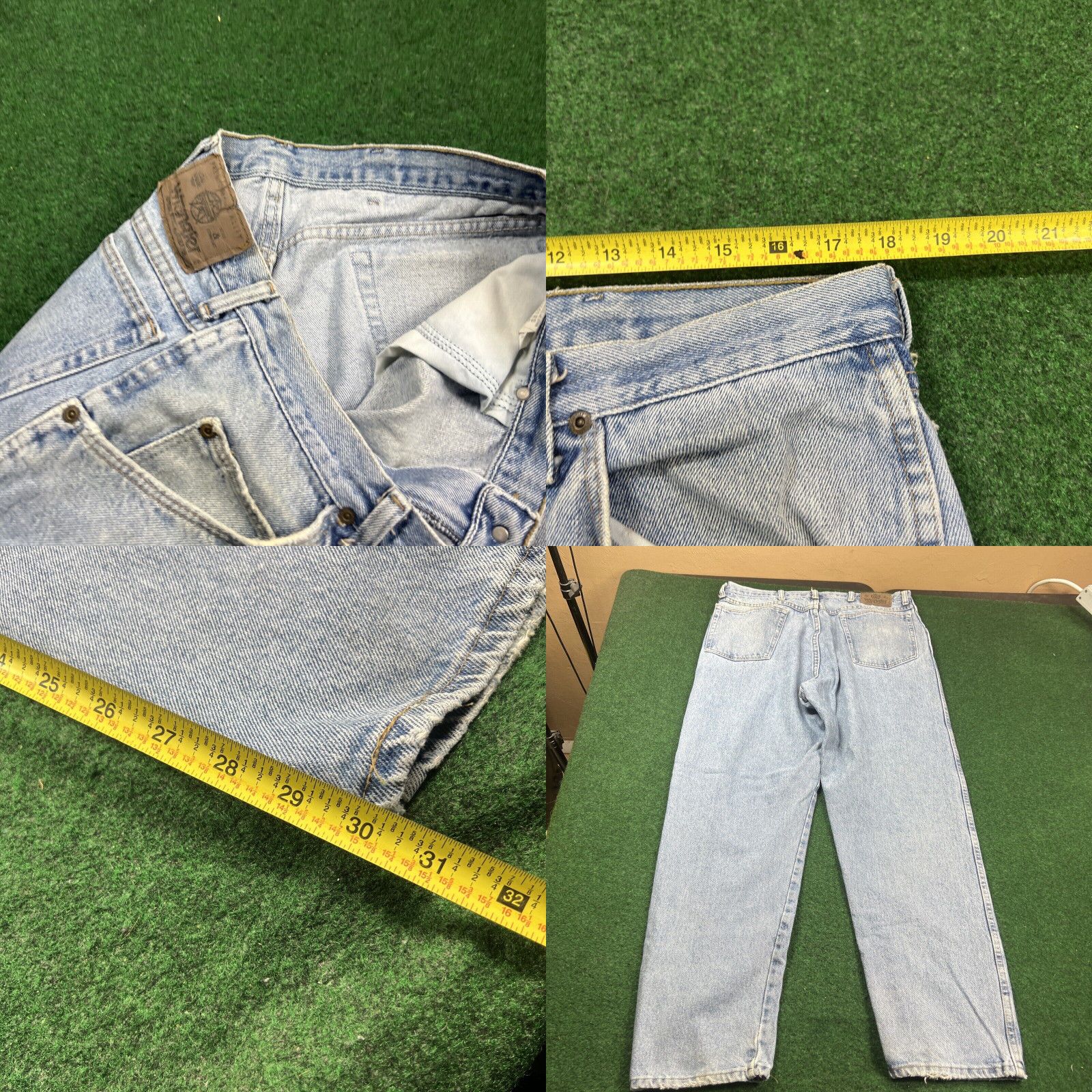 Wrangler Wrangler Men's Size 38x32 (36x30) Blue Relaxed Fit Straight Paint Work Jeans Size US 36 / EU 52 - 8 Thumbnail