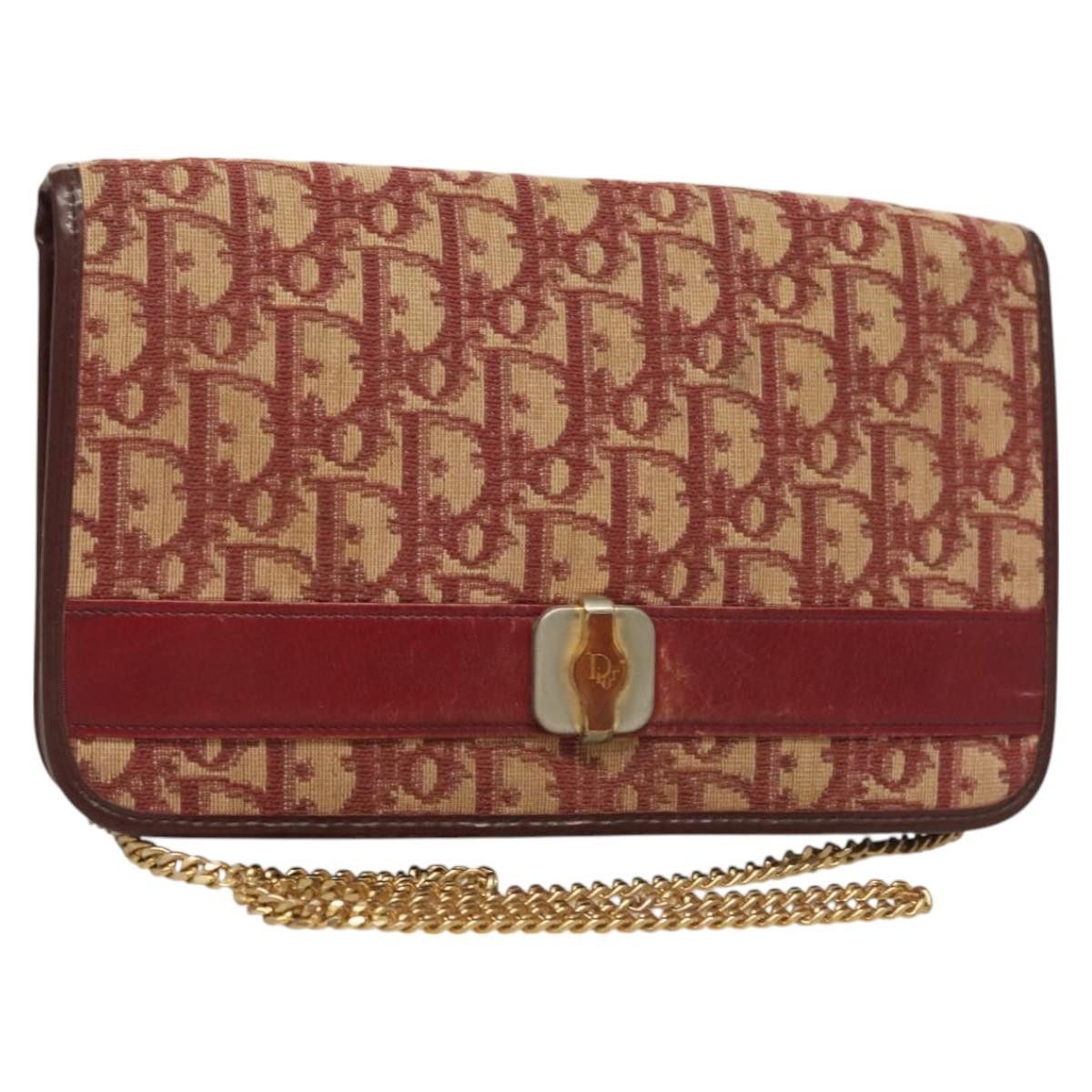 Dior DIOR Trotter Canvas Chain Shoulder Bag Red Gold Size ONE SIZE - 1 Thumbnail