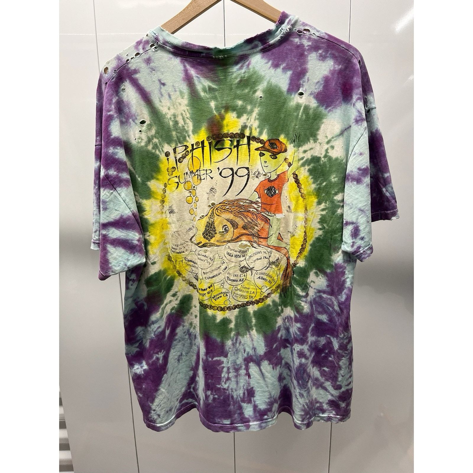Vintage Vintage Thrashed Phish 1999 Tour Shirt Tie Dye Size US XL / EU 56 / 4 - 2 Thumbnail