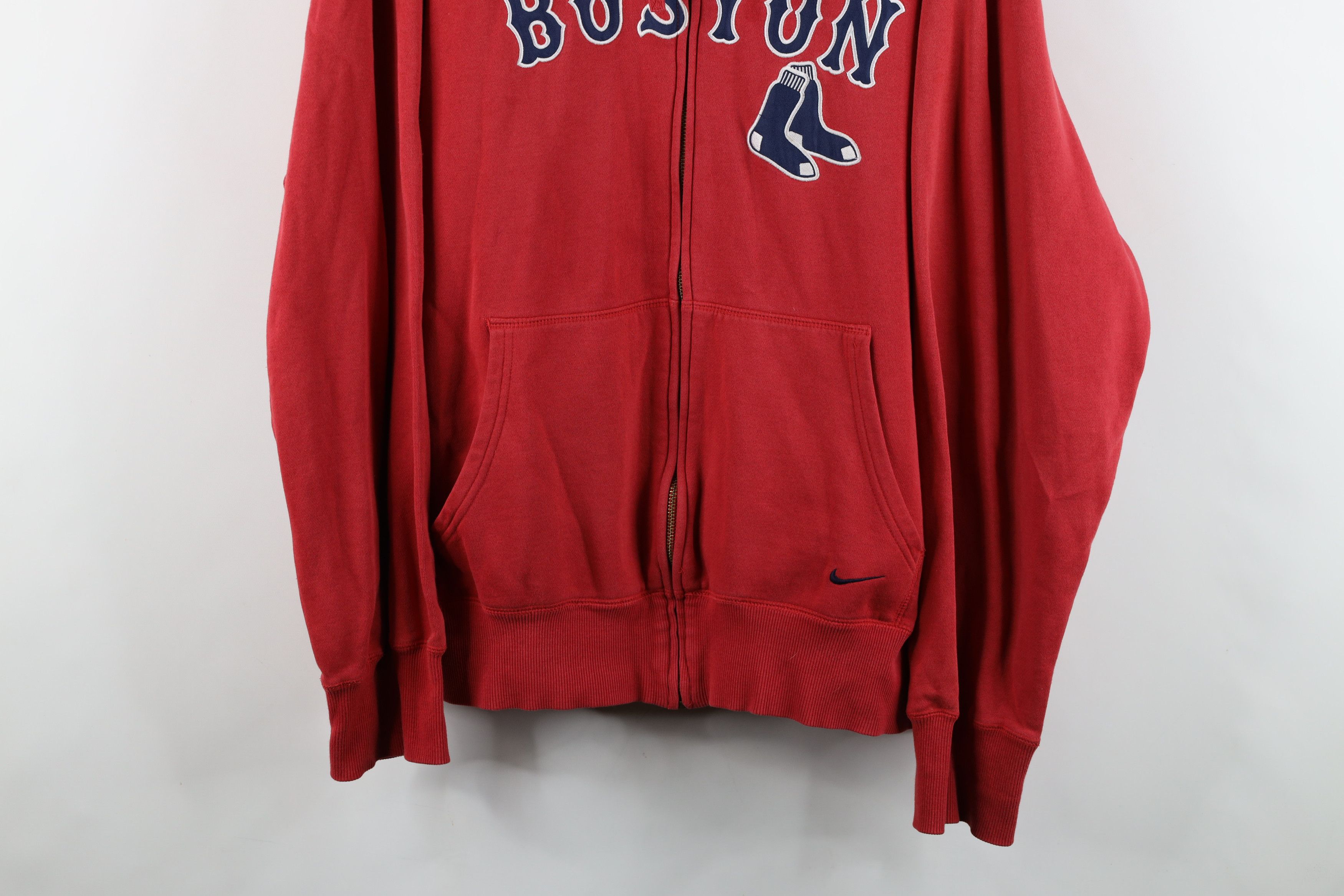 Nike × Vintage Vintage Nike Mini Swoosh Boston Red Sox Baseball Zip Hoodie Size US XL / EU 56 / 4 - 3 Thumbnail