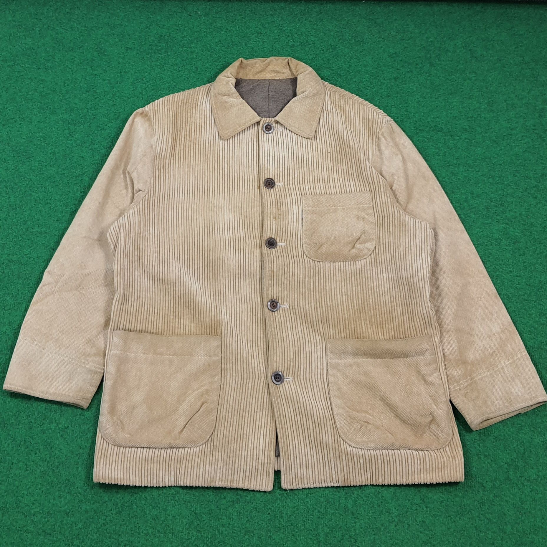 Issey Miyake Vintage 90s Issey Miyake Corduroy Chore Beige Jacket C309N19 Size US L / EU 52-54 / 3 - 1 Thumbnail