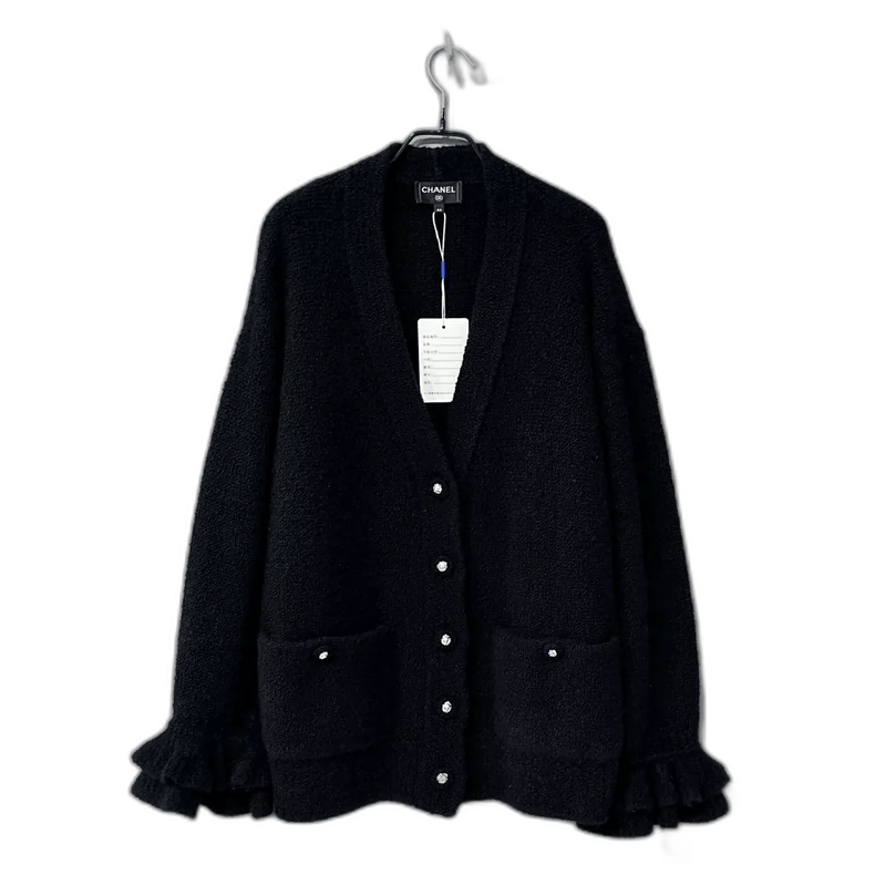 Chanel Black Lace Sleeve Cashmere Cardigan Size XL / US 12-14 / IT 48-50 - 1 Thumbnail
