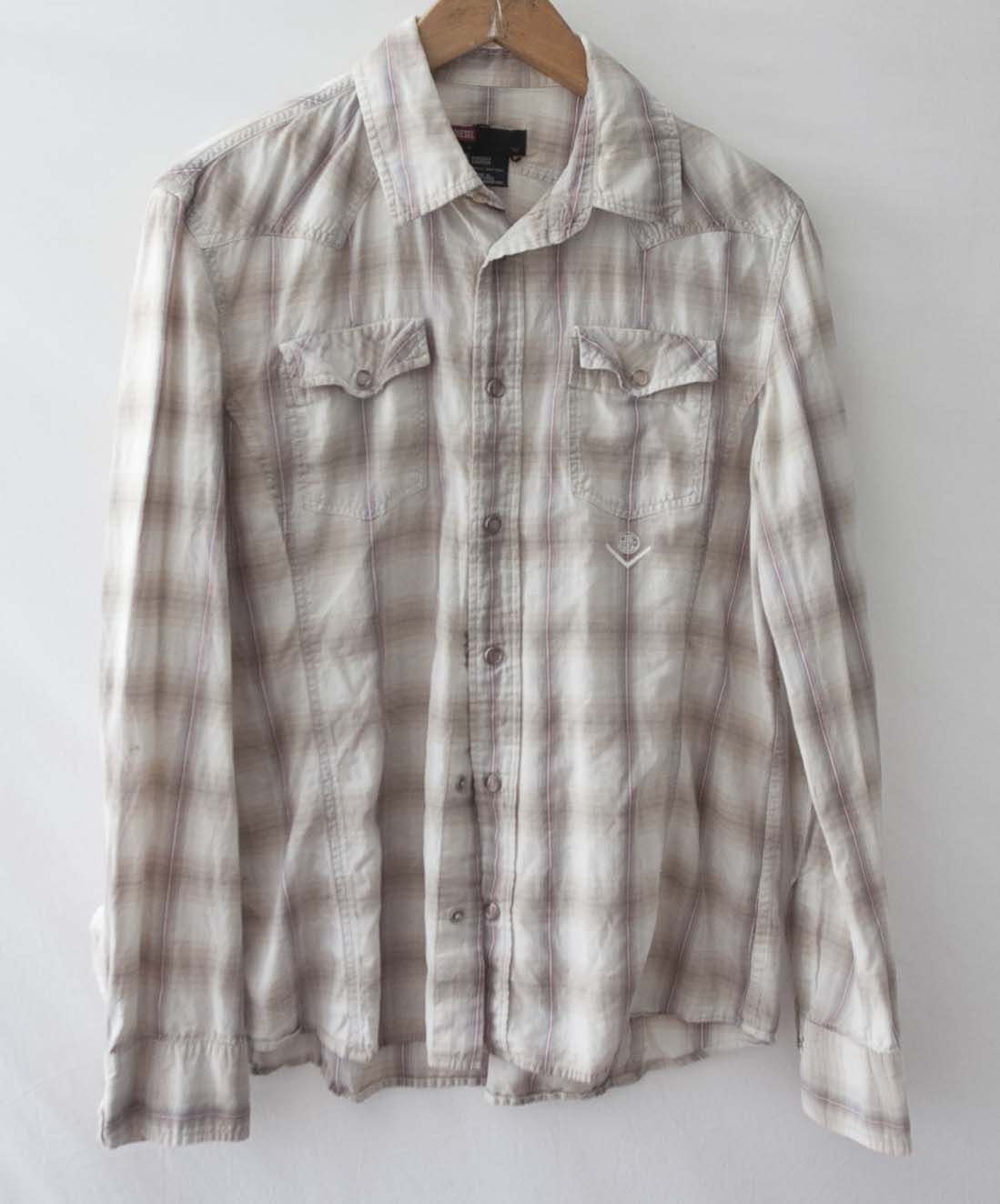Diesel Diesel Shirt Size M/L Plaid Pale Brown Size US L / EU 52-54 / 3 - 2 Thumbnail