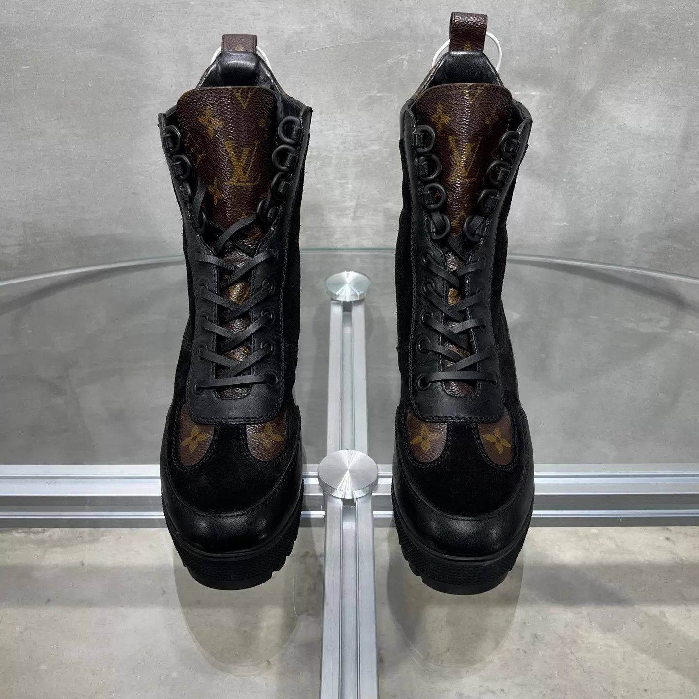 Louis Vuitton LV Women's Monogram Platform Mid-Calf Boots 34.5 YH24717 Size US 4 / IT 34 - 1 Thumbnail