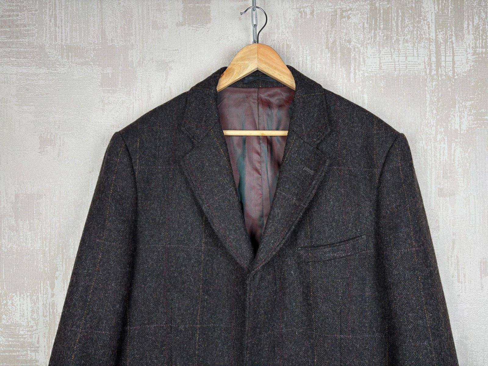 Marks & Spencer Blue Harbour M&S Yorkshire Tweed Moon Wool Coat Dark Brown Size US XL / EU 56 / 4 - 3 Thumbnail