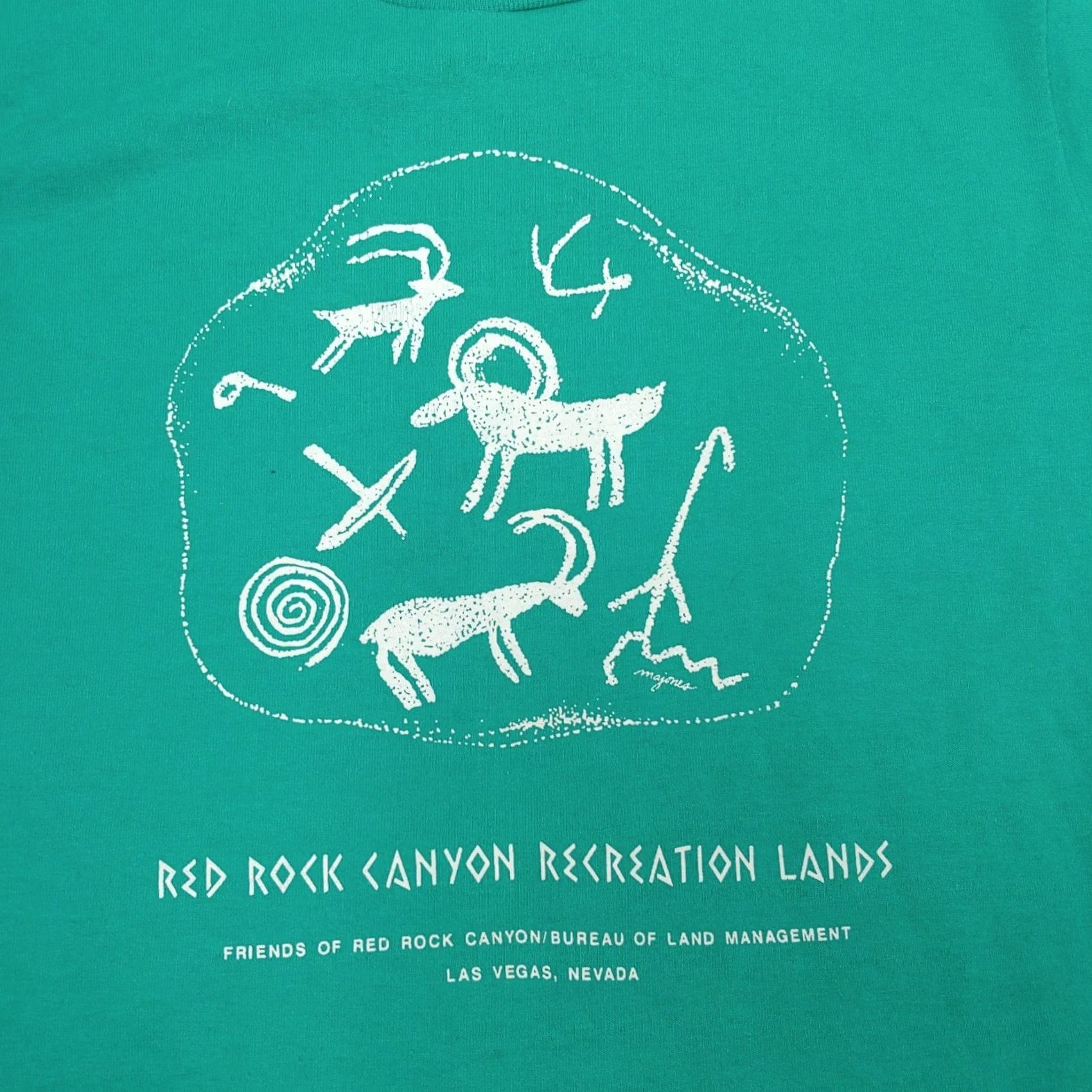 Vintage VINTAGE Screen Stars Red Rock Canyon Nevada Shirt M Blue-Green Cotton Blend Knit Graphic Tee Short Sleeve Crew Neck Men Size US M / EU 48-50 / 2 - 2 Thumbnail