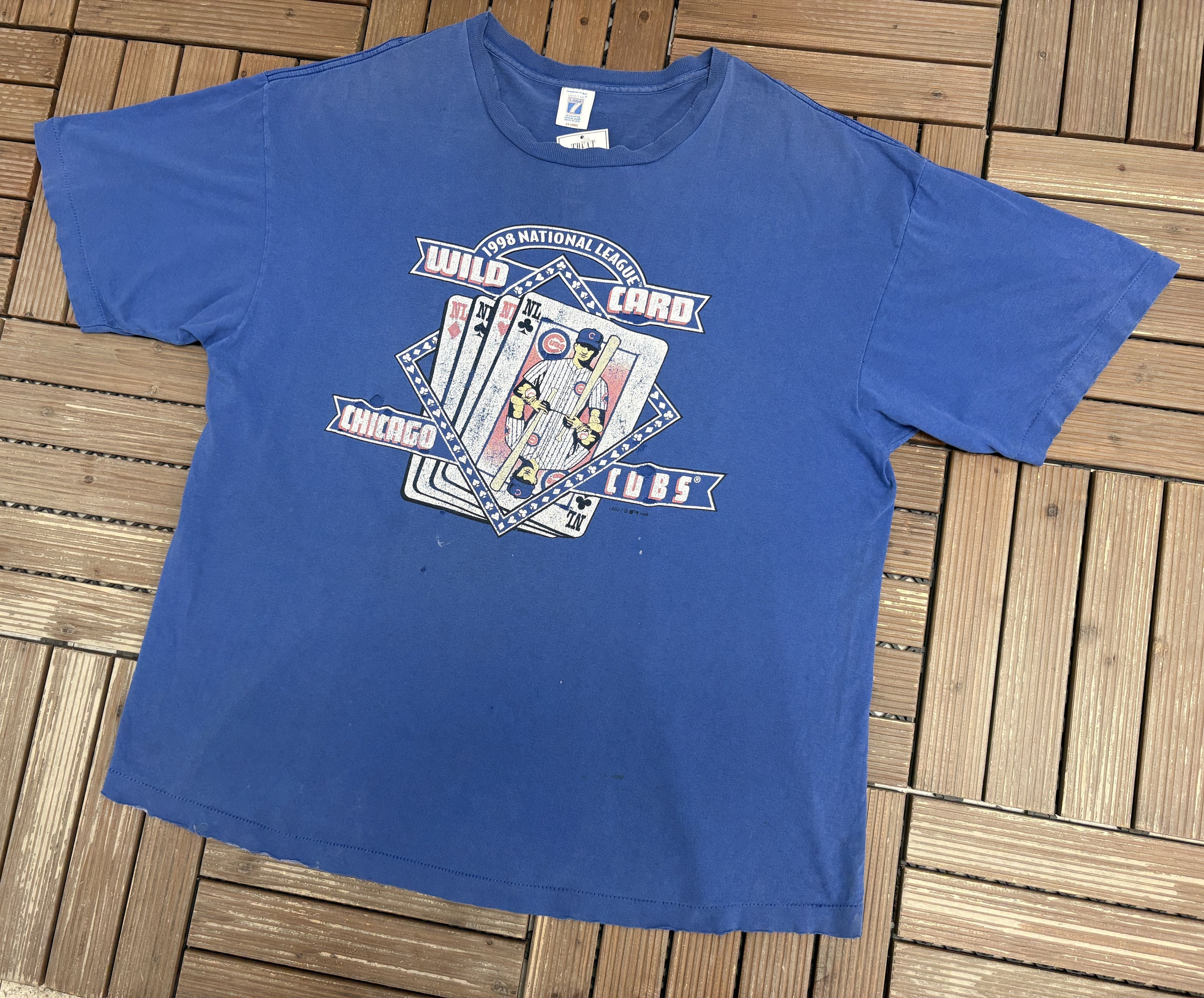 Logo 7 Chicago Cubs Wild Card 1998 Vintage Blue T-Shirt Tee Size US XXL / EU 58 / 5 - 3 Thumbnail