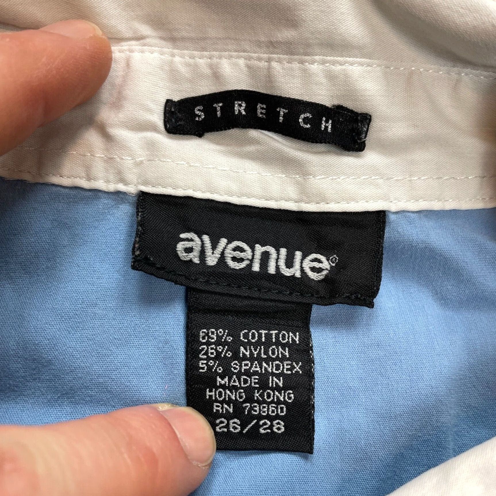 Avenue Avenue Button-Up Shirt Womens 26/28 Blue Long Sleeve Knit Stretch Casual Fall Spring Summer Size 4XL / US 24-26 - 3 Thumbnail