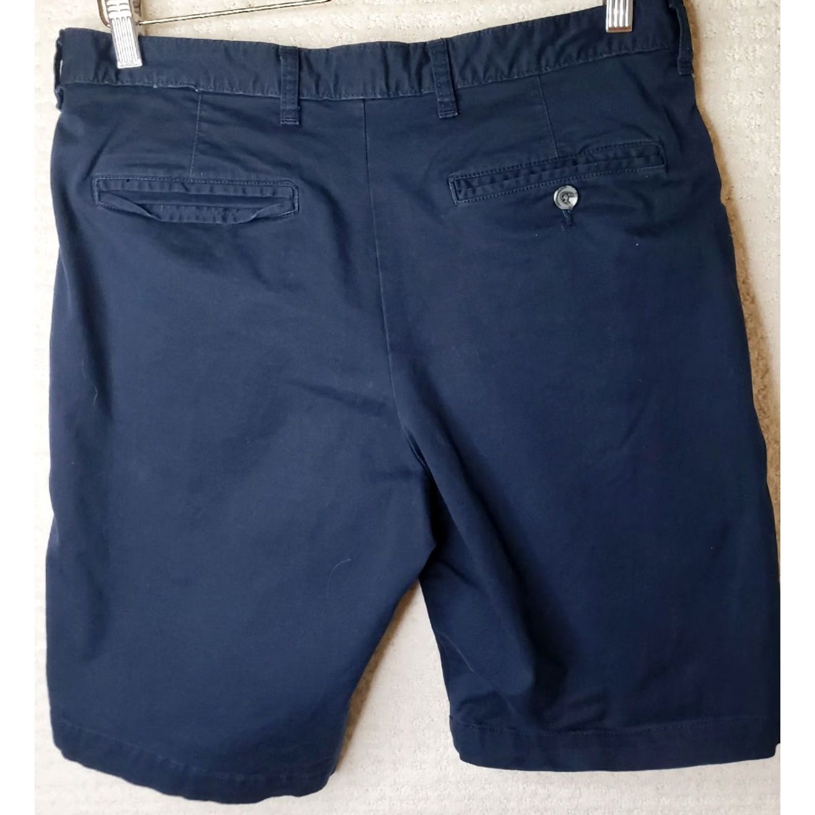 George George Shorts Men 32x10 Navy Blue Flat Front Stretch Moisture Wicking Casual Comfort Chino Inseam 10" Navy Mens Size US 32 / EU 48 - 3 Thumbnail