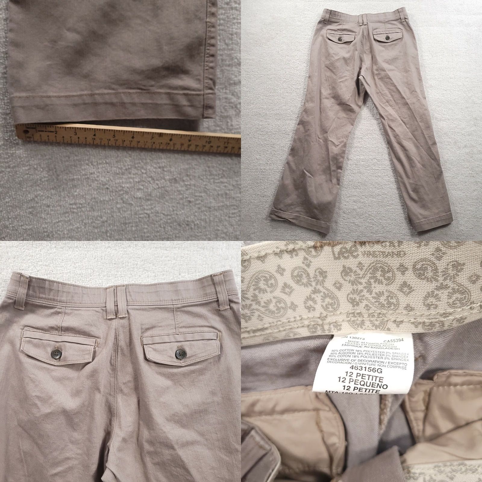 Lee Lee Jeans Beige Women's SZ 12P Petite Mid Rise Straight 28in Inseam Cotton Blend Denim Belt Loops Zip NOGap Waistband Size 34" / US 12 / IT 48 - 8 Thumbnail