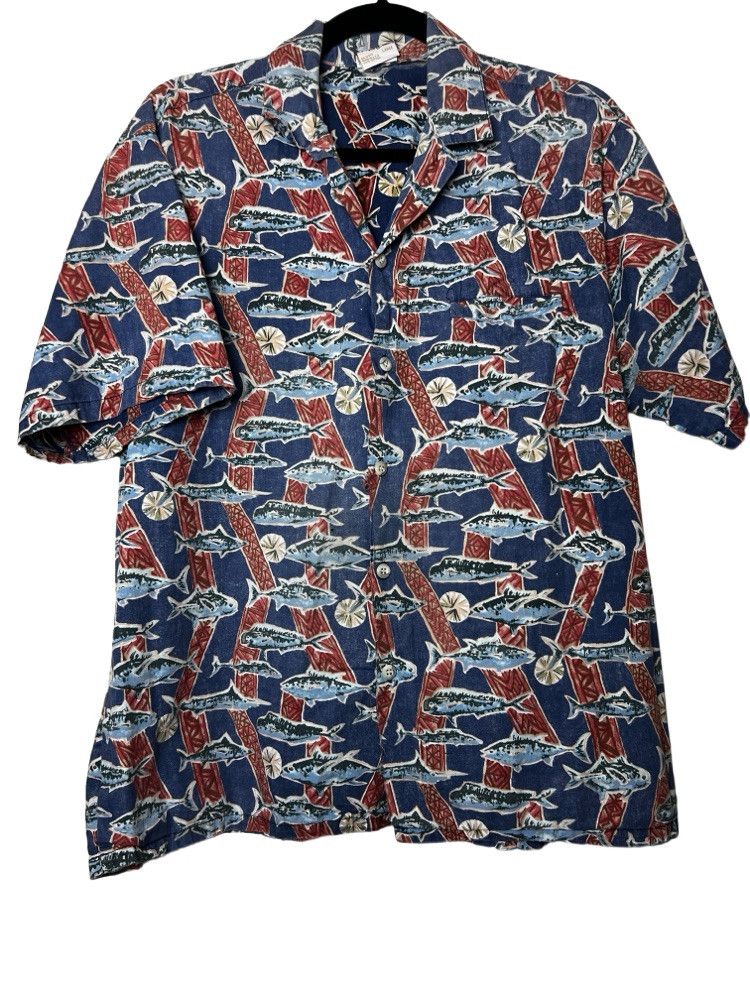 Vintage Vintage 70s Hawaiian Aloha Shirt: Barefoot in Paradise Fish Size US L / EU 52-54 / 3 - 11 Thumbnail