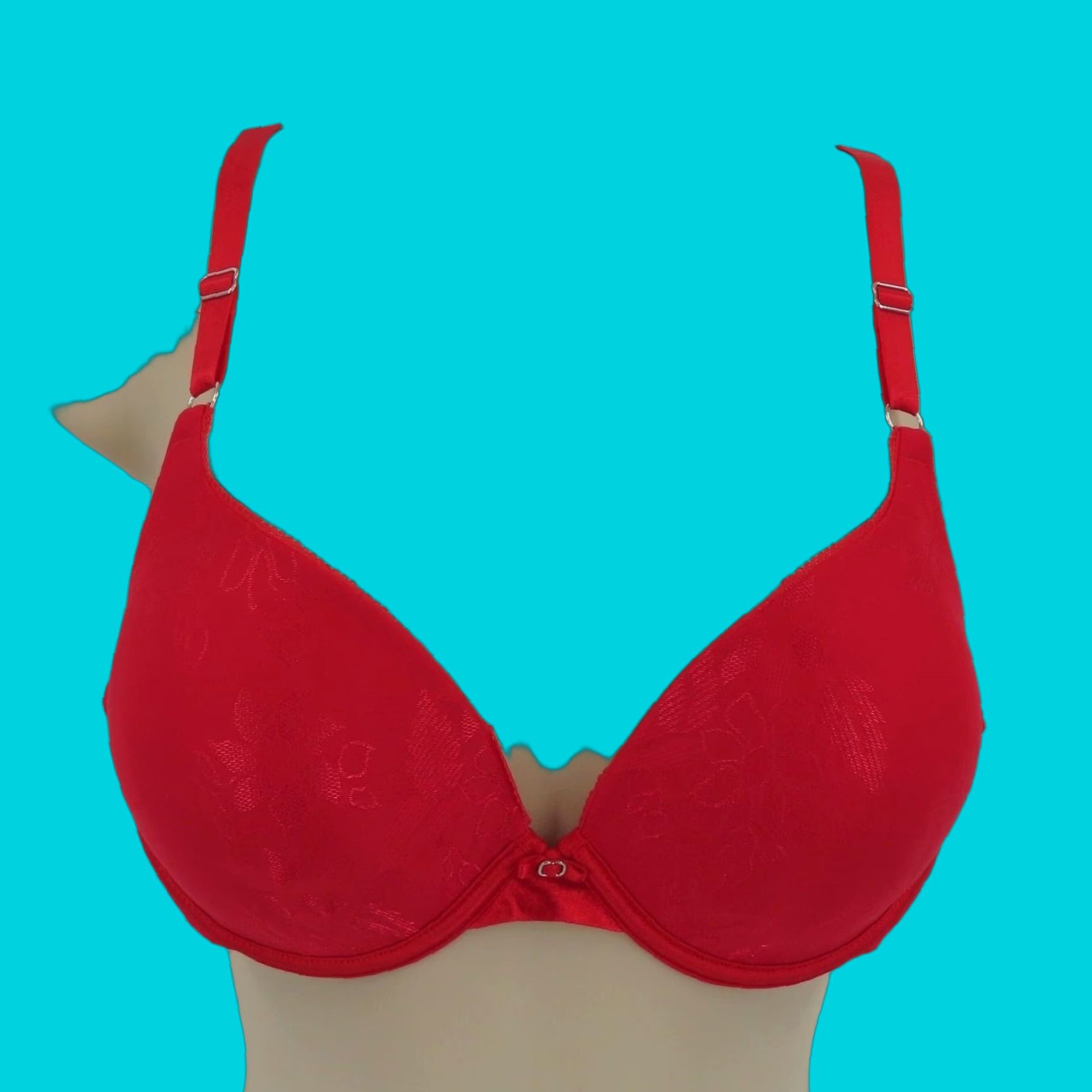 Vintage Lily of France Bra 36C Push Up Underwire Red Floral Pattern 2131101 Women Size ONE SIZE - 1 Thumbnail