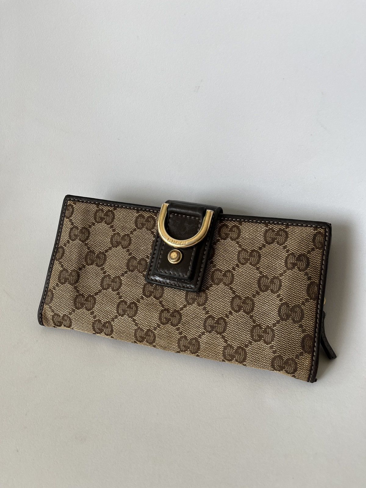 Gucci Gucci Beige GG Canvas Leather D Ring Continental Wallet Size ONE SIZE - 1 Thumbnail