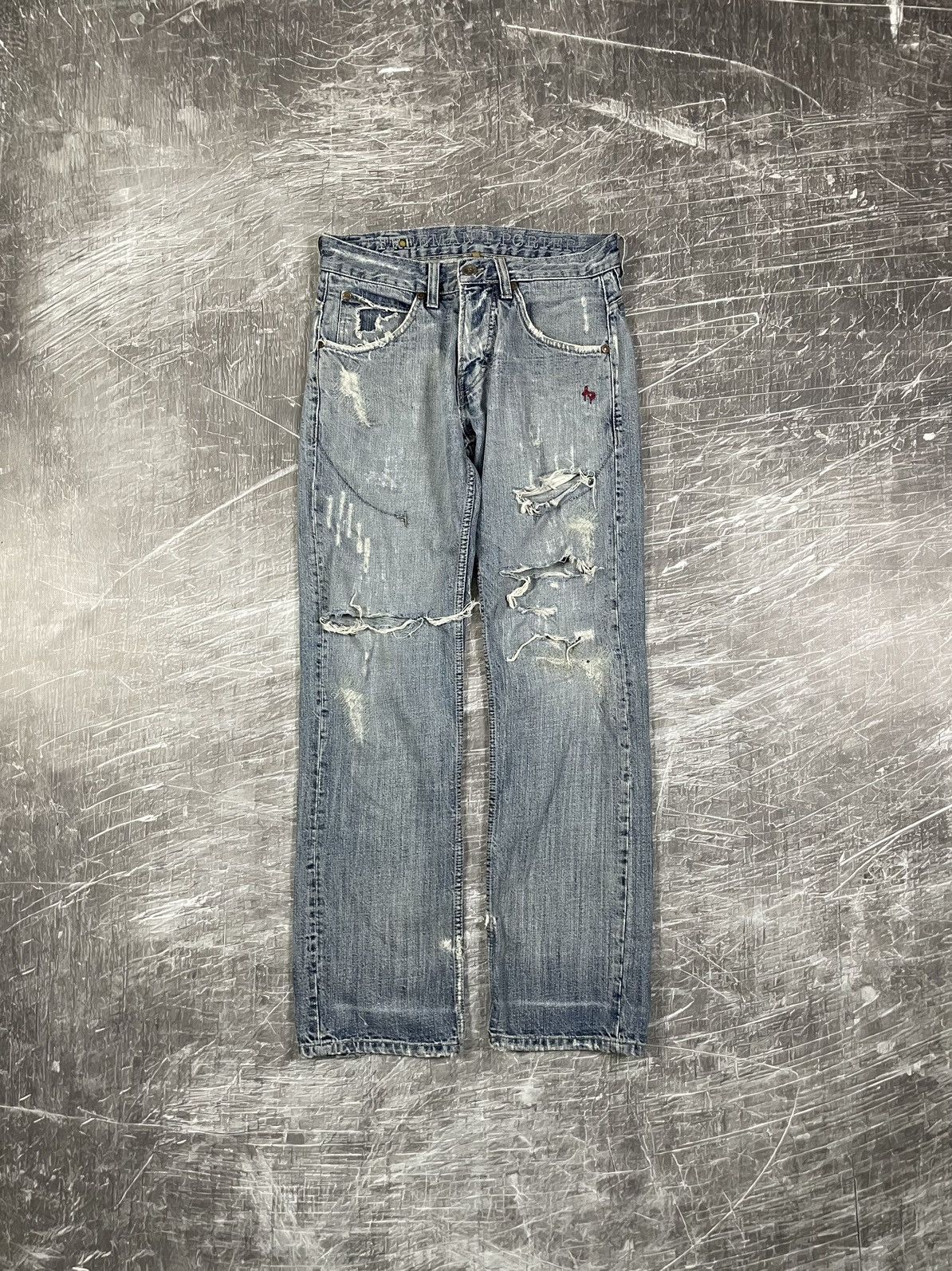 If Six Was Nine × Japanese Brand × KMRii Y2K Distressed Denim Jeans Tornado Mart Hysteric Punk Style Size US 31 - 1 Thumbnail