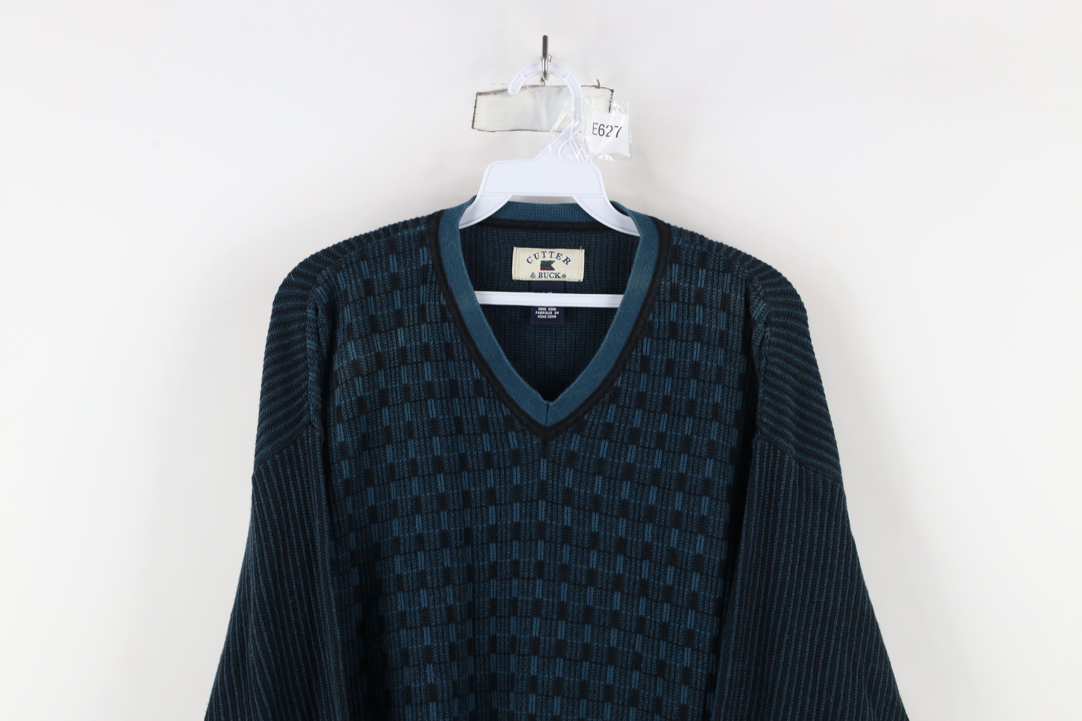 Vintage Vintage 90s Streetwear Checkered Ribbed Knit V-Neck Sweater Size US L / EU 52-54 / 3 - 2 Thumbnail